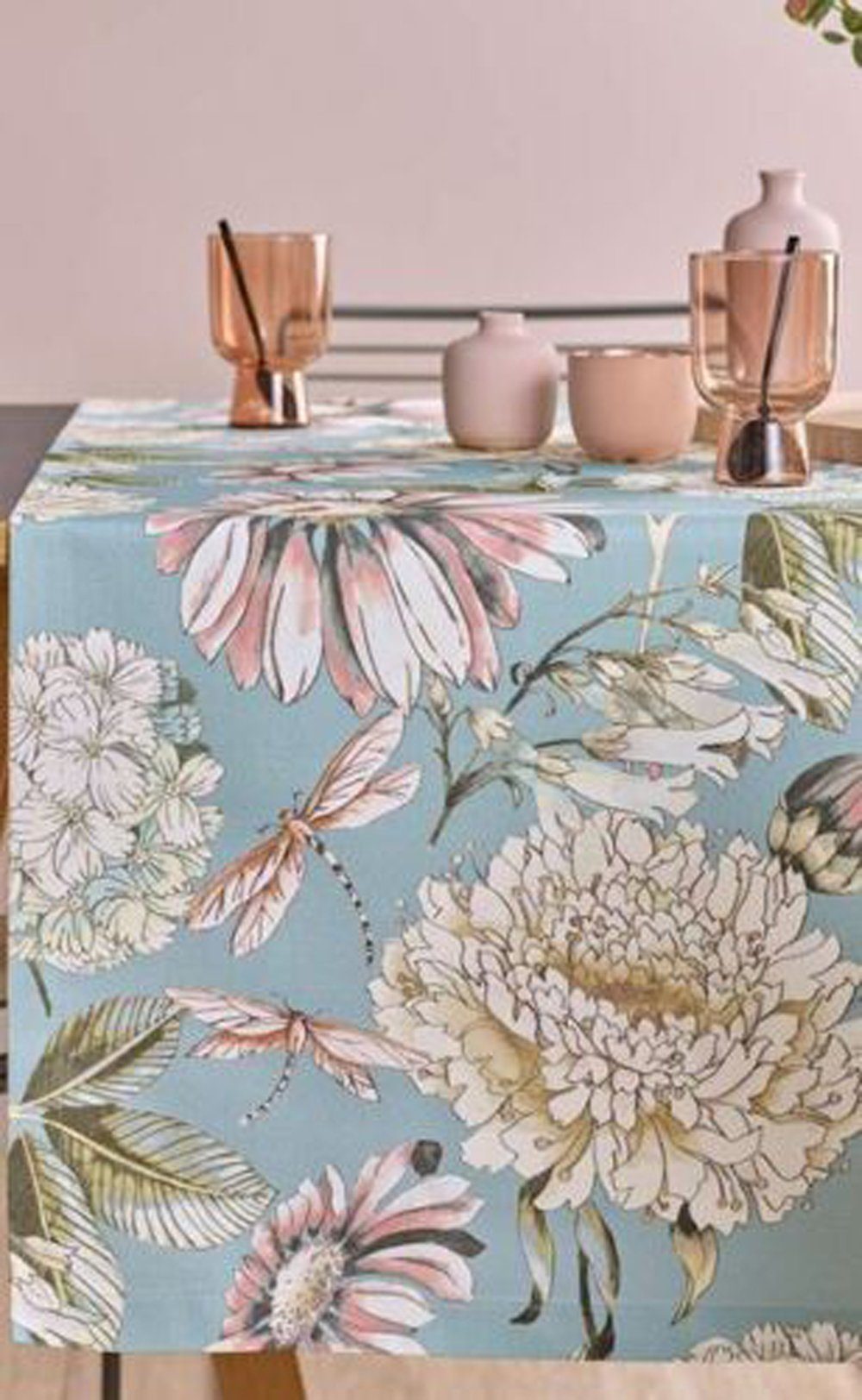 sander table + home rosa Sonya mint cm Blumen Tischläufer x NEU 140 50 (1-tlg) Vintage Tischläufer