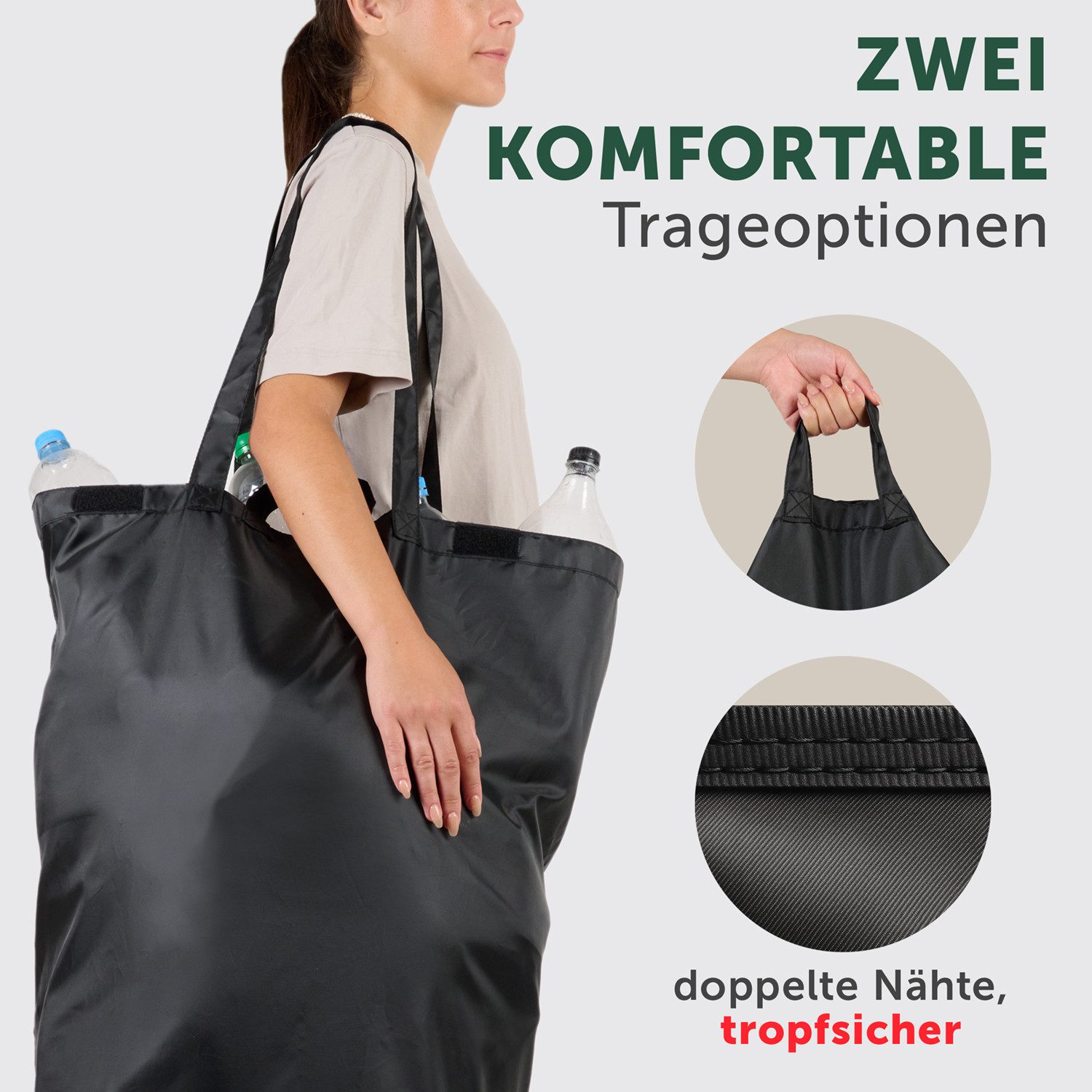 Blumtal Müllsackständer Pflandflaschen Sammelbehälter, Leergut Organizer mit Loch, in 100L oder 150L, waschbar, tropfsicher – Bild 4 von 5