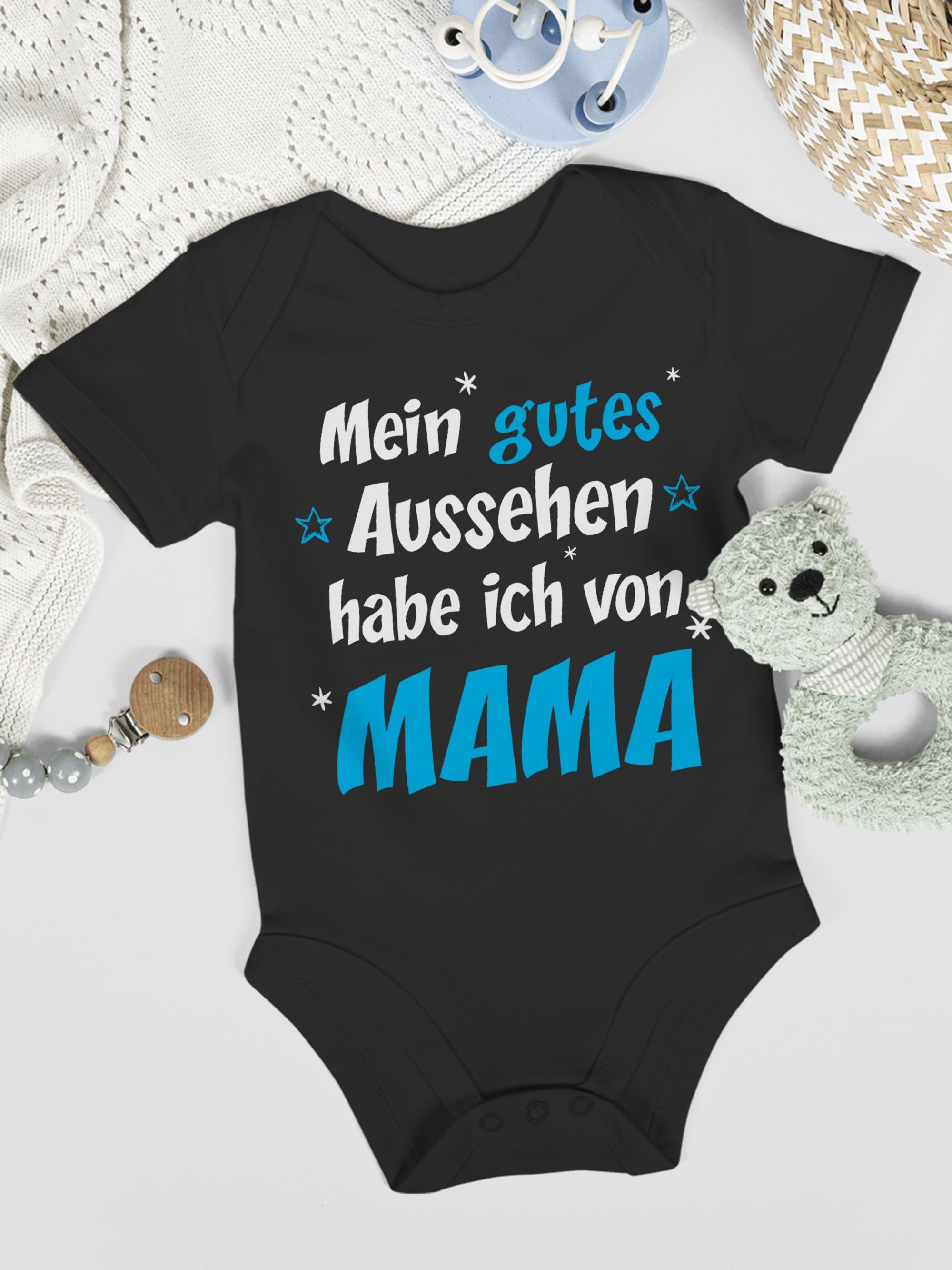 1 Junge Baby Sprüche Shirtbody Mama Shirtracer gutes Mein Aussehen Schwarz