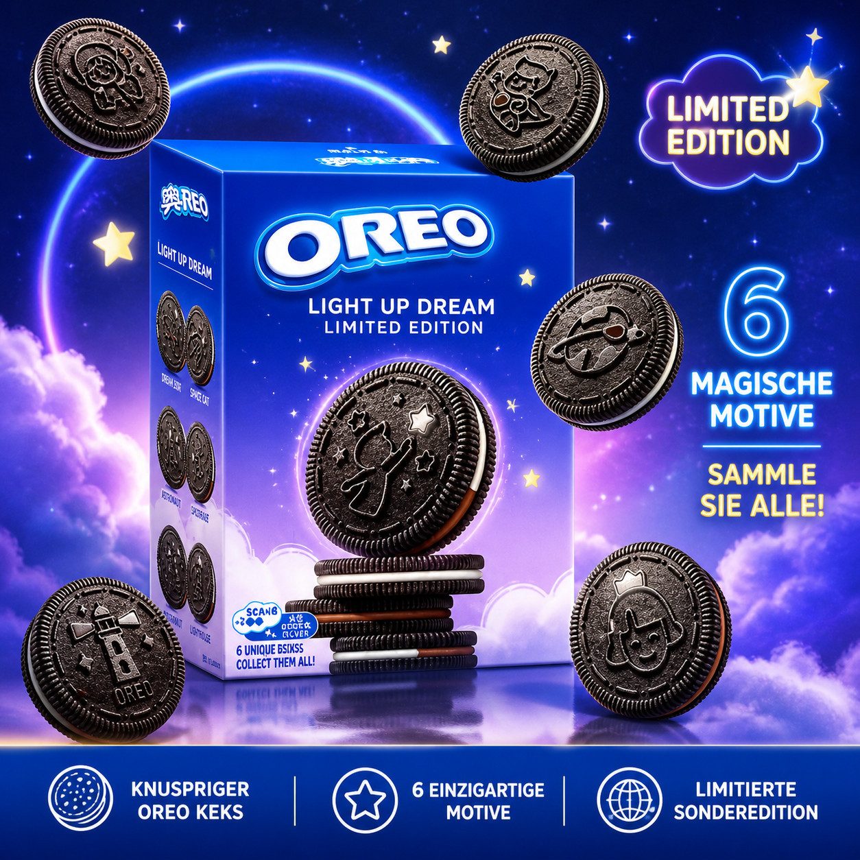 Candy & Bar Kekse Oreo OREG Light Up Dream Limited Edition – Vanille & Schoko Creme
