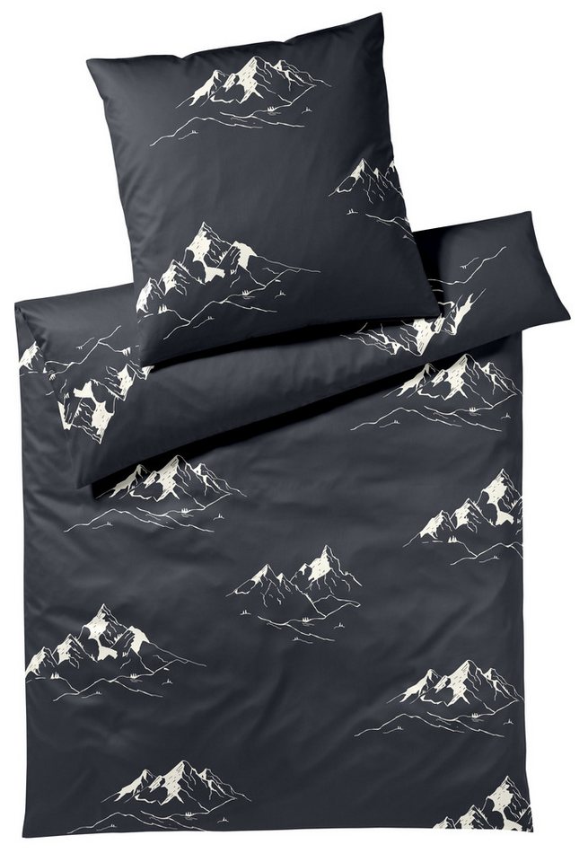 Elegante Bettwäsche Mountain Top, Mako-Satin, 2 teilig, angenehmes Hautgefühl