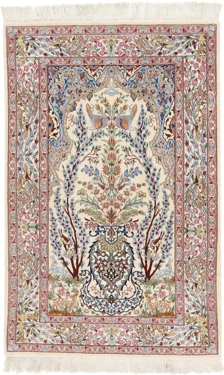 Orientteppich Isfahan Seidenkette 105x160 Handgeknüpfter Orientteppich, Nain Trading, rechteckig, Höhe: 6 mm