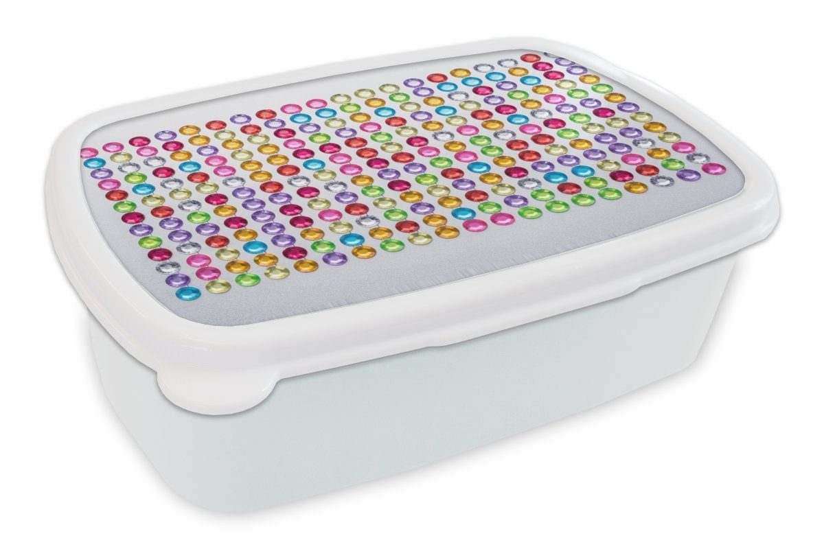 MuchoWow Lunchbox Kollektion Strasssteine, Kinder für Brotdose, und Brotbox Kunststoff, (2-tlg), für Jungs und Mädchen weiß Erwachsene