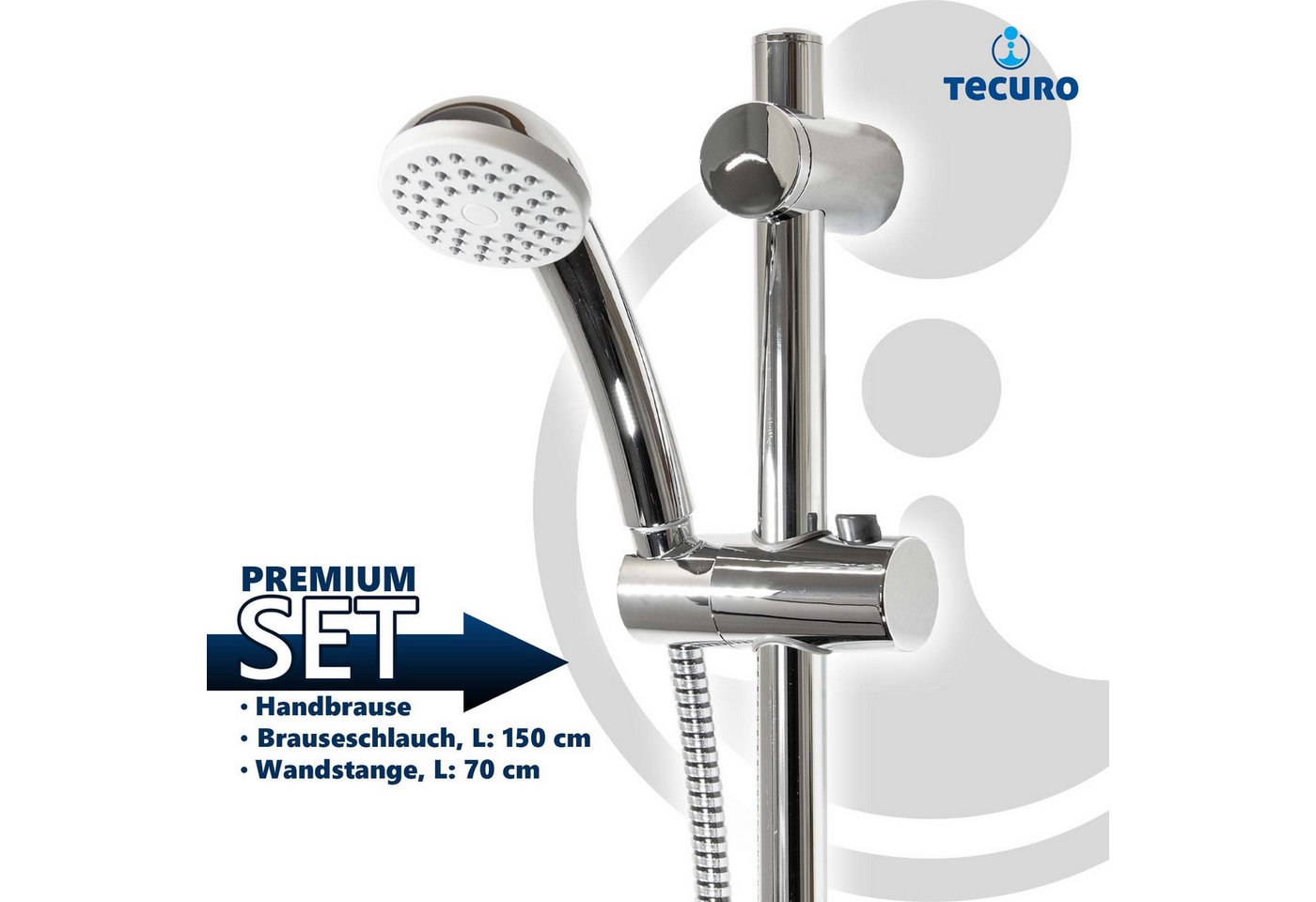 Thumbnail - tecuro Brausegarnitur Brauseset ew-easy-65 - 1-strahlig, Brauseschlauch 150 cm