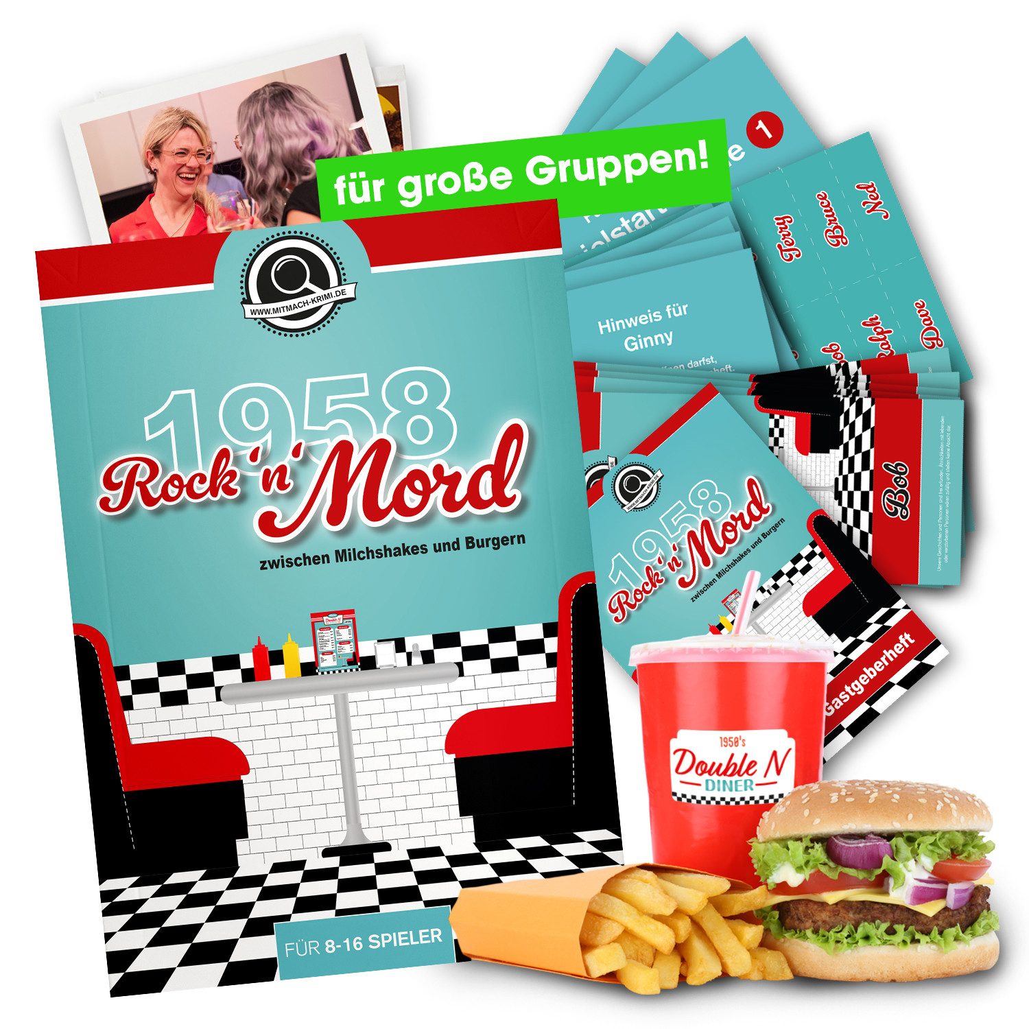 mitmach-krimi Spiel Krimi-Party, 1958: Rock'n'Mord - Krimi-Partyspiel für 8-16 Spieler