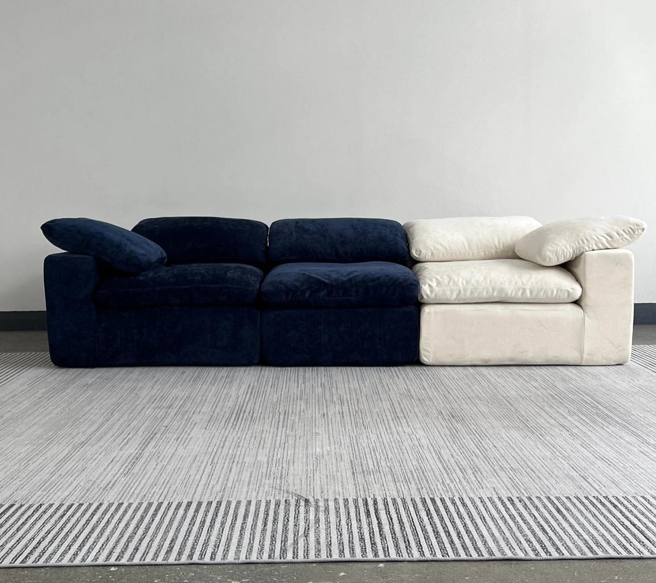 JVmoebel Big-Sofa Zweifarbiges 4-Sitzer komprimierbares Stoffsofa leicht luxus