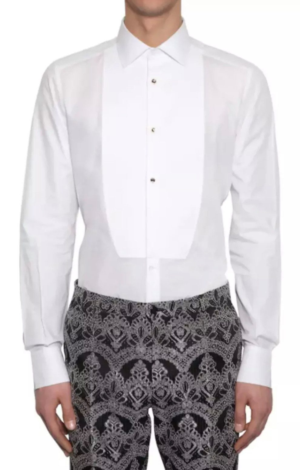 DOLCE & GABBANA Langarmhemd Gold Evening Smokinghemd mit Schmuckknöpfen Schmuckknöpfe in Juwelenoptik abnehmbar austauschbar