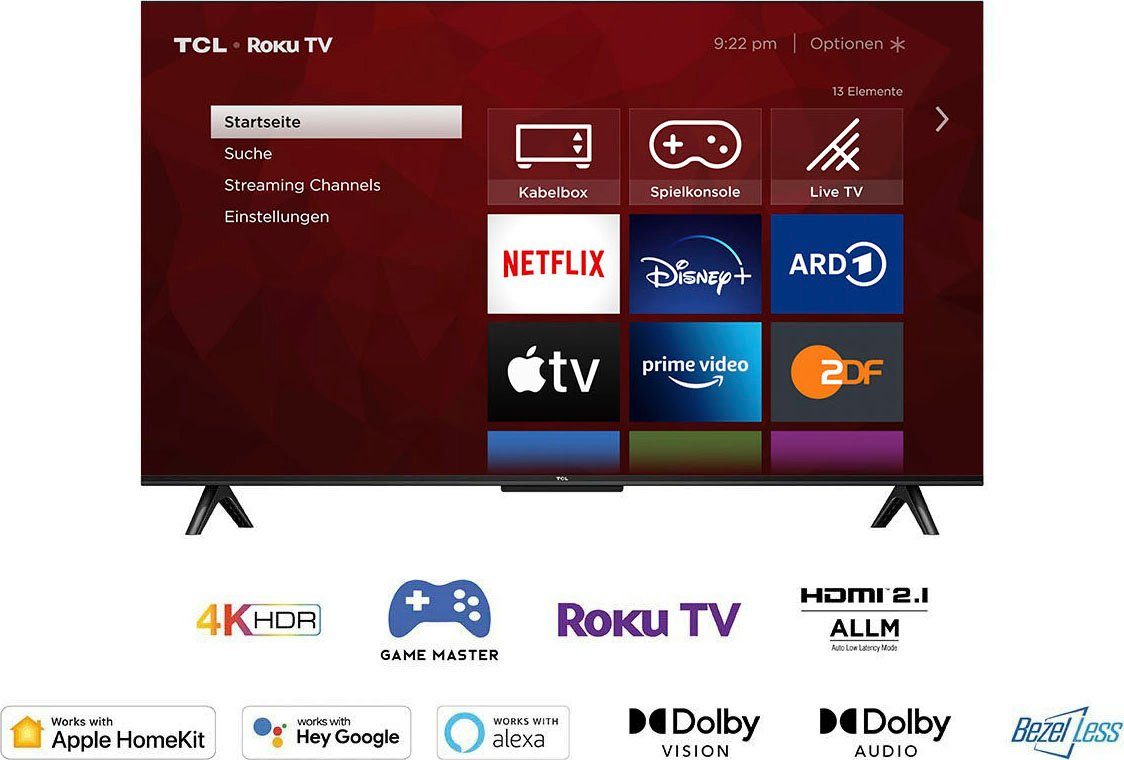 TCL 65RC630X1 QLED-Fernseher (164 Master, HD, 2.1, 4K Smart-TV, Zoll, ONKYO HDR Pro, Dolby cm/65 Game HDMI Sound) Ultra HDR10+, Vision