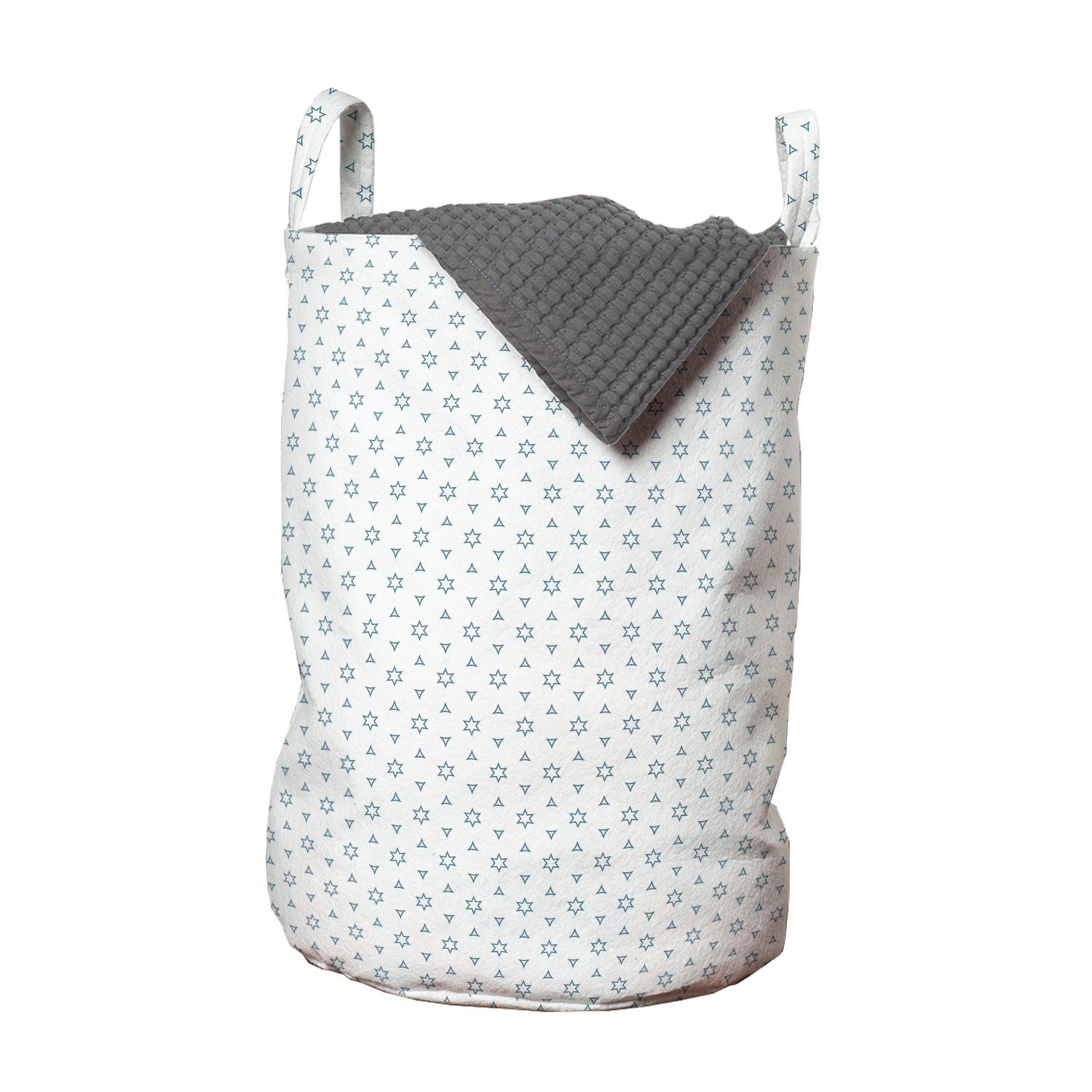 Waschsalons, Wäschesäckchen Dreieck Griffen Stern-Symbol für Wäschekorb Minimalistisch Abakuhaus und mit Kordelzugverschluss