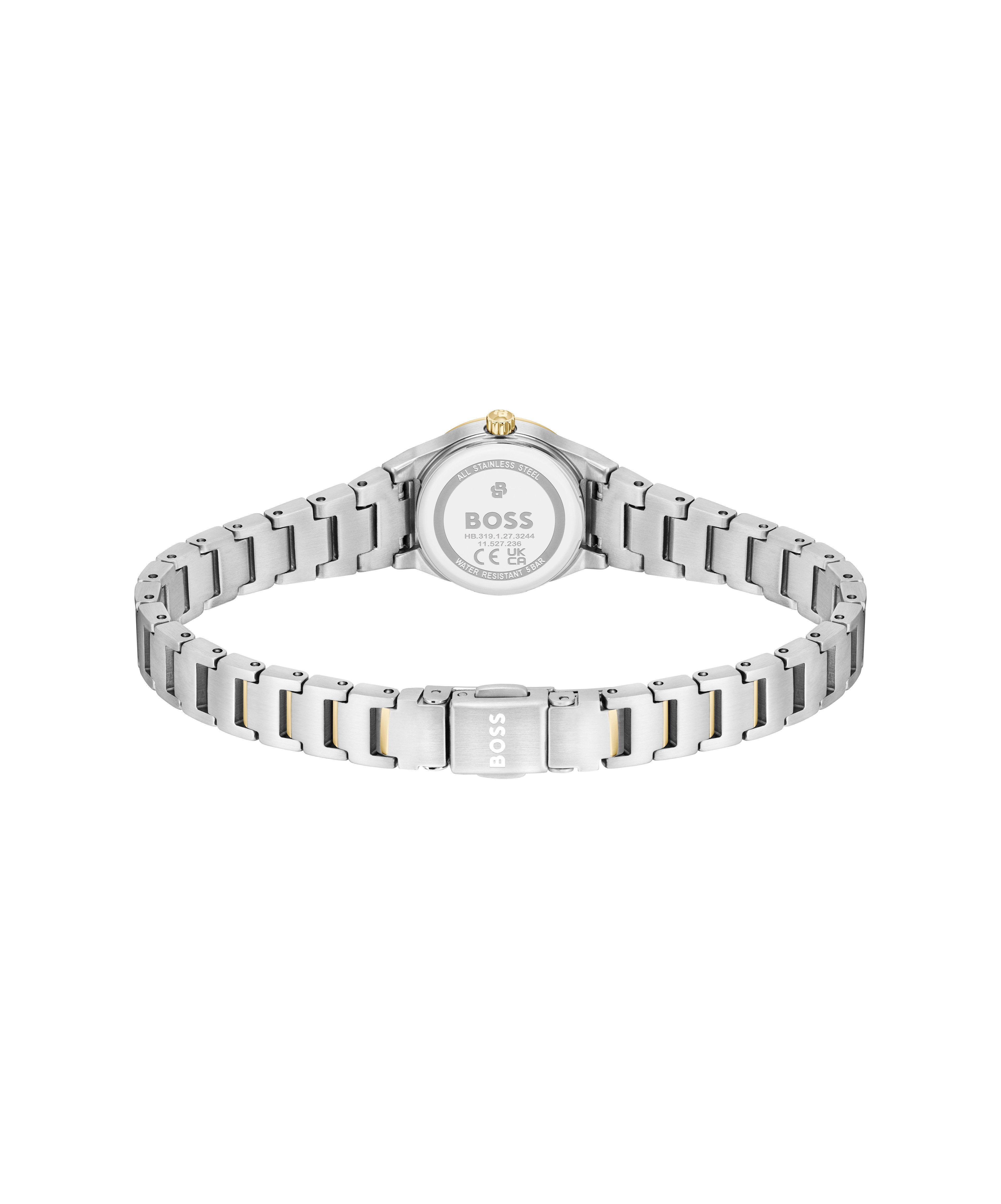 BOSS Quarzuhr CANDOR 1502862, Armbanduhr, Damenuhr, Edelstahlarmband, analog, Glaskristalle