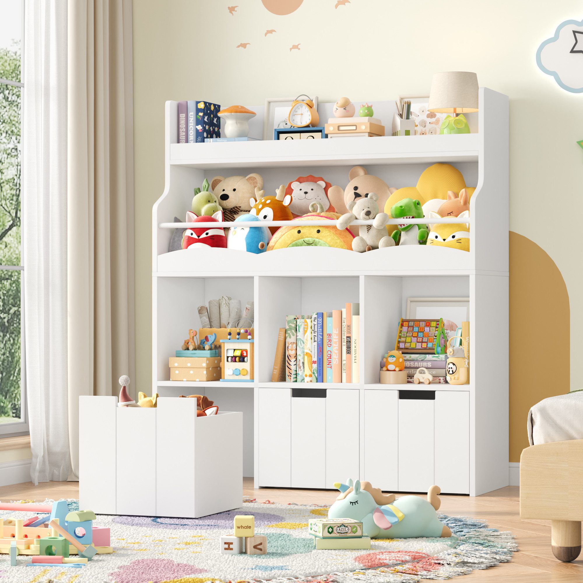 HOMECHO Spielzeugtruhe Kinderregal mit 5 Fächern günstig online kaufen