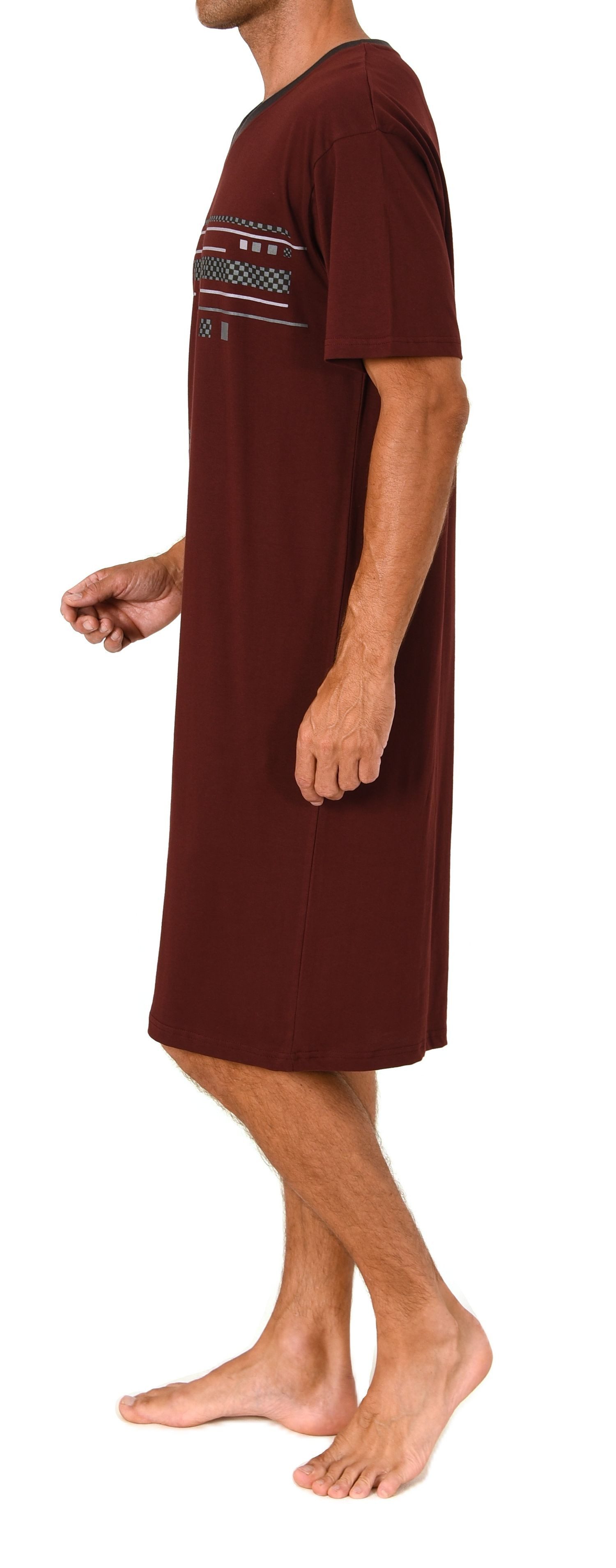 Normann Pyjama Normann Herren kurzarm Nachthemd mit eleganten Frontprint