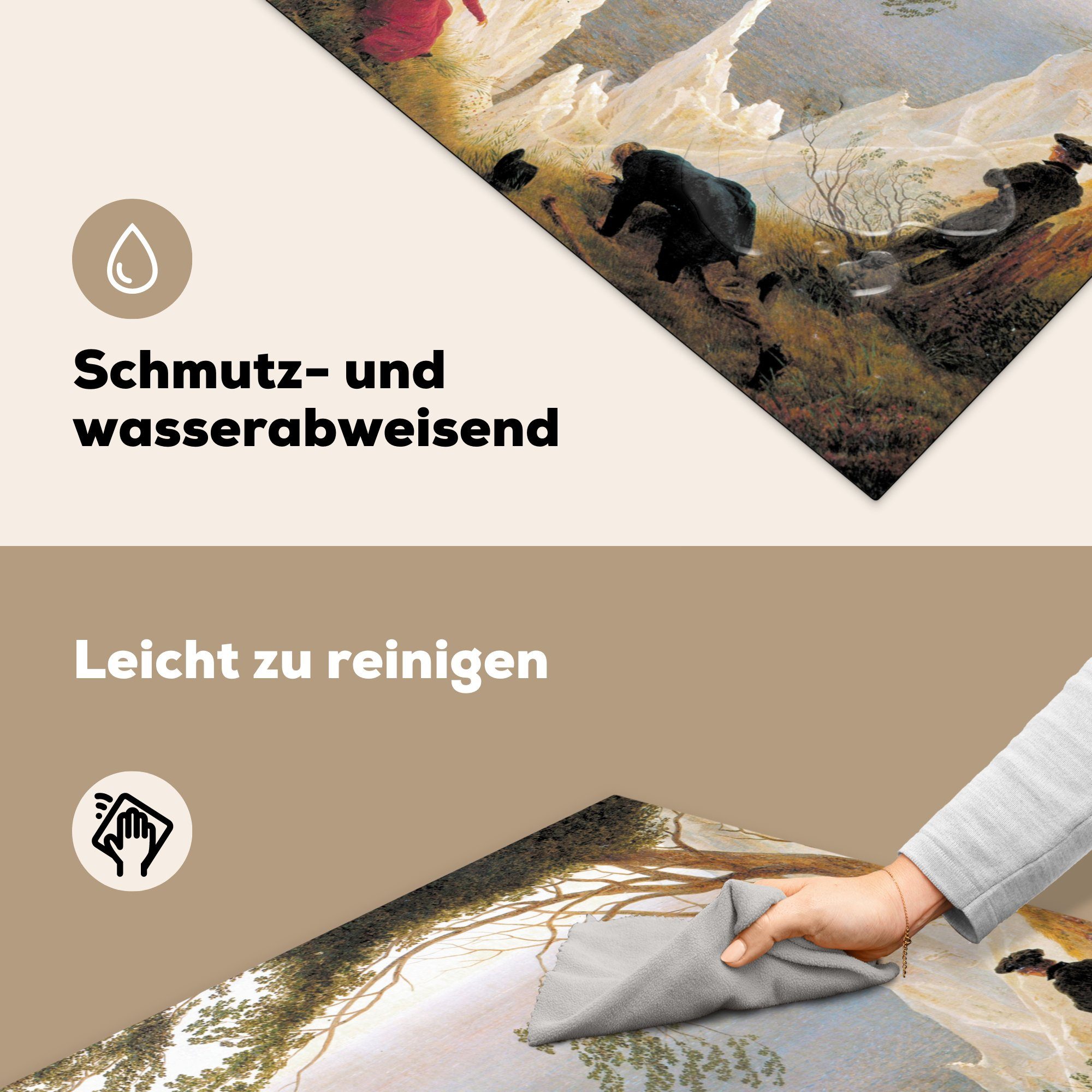 MuchoWow Herdblende-/Abdeckplatte Kreidefelsen auf Rügen Arbeitsplatte Friedrich, (1 - für küche Ceranfeldabdeckung, tlg), 78x78 Caspar David cm, Vinyl