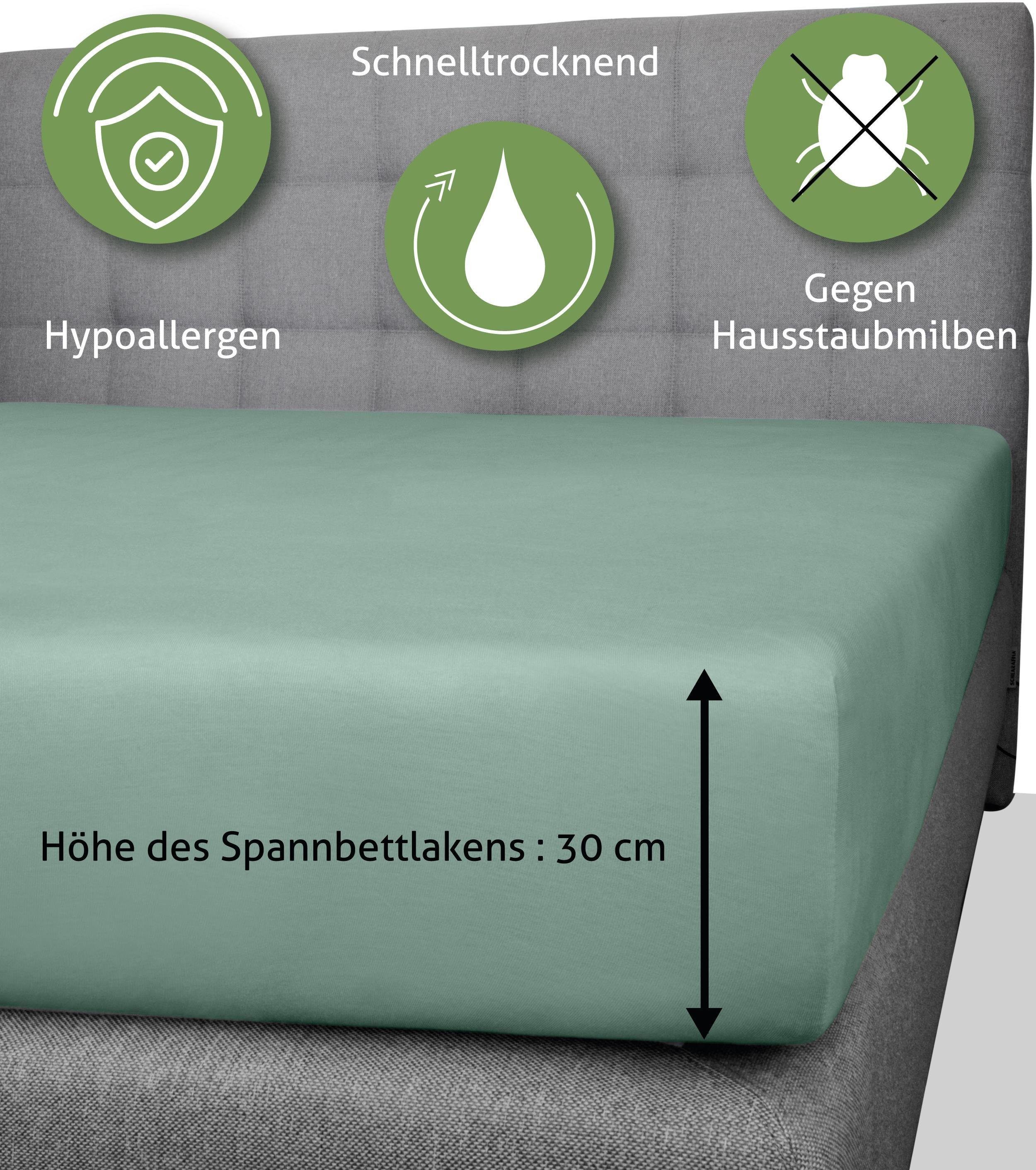 Aspero Spannbettlaken Spannbetttuch, Interlock, Gummizug: rundum, Kühlendes Bettlaken aus 100 % weicher Bambusfaser und 35 cm Steghöhe – Bild 4 von 5
