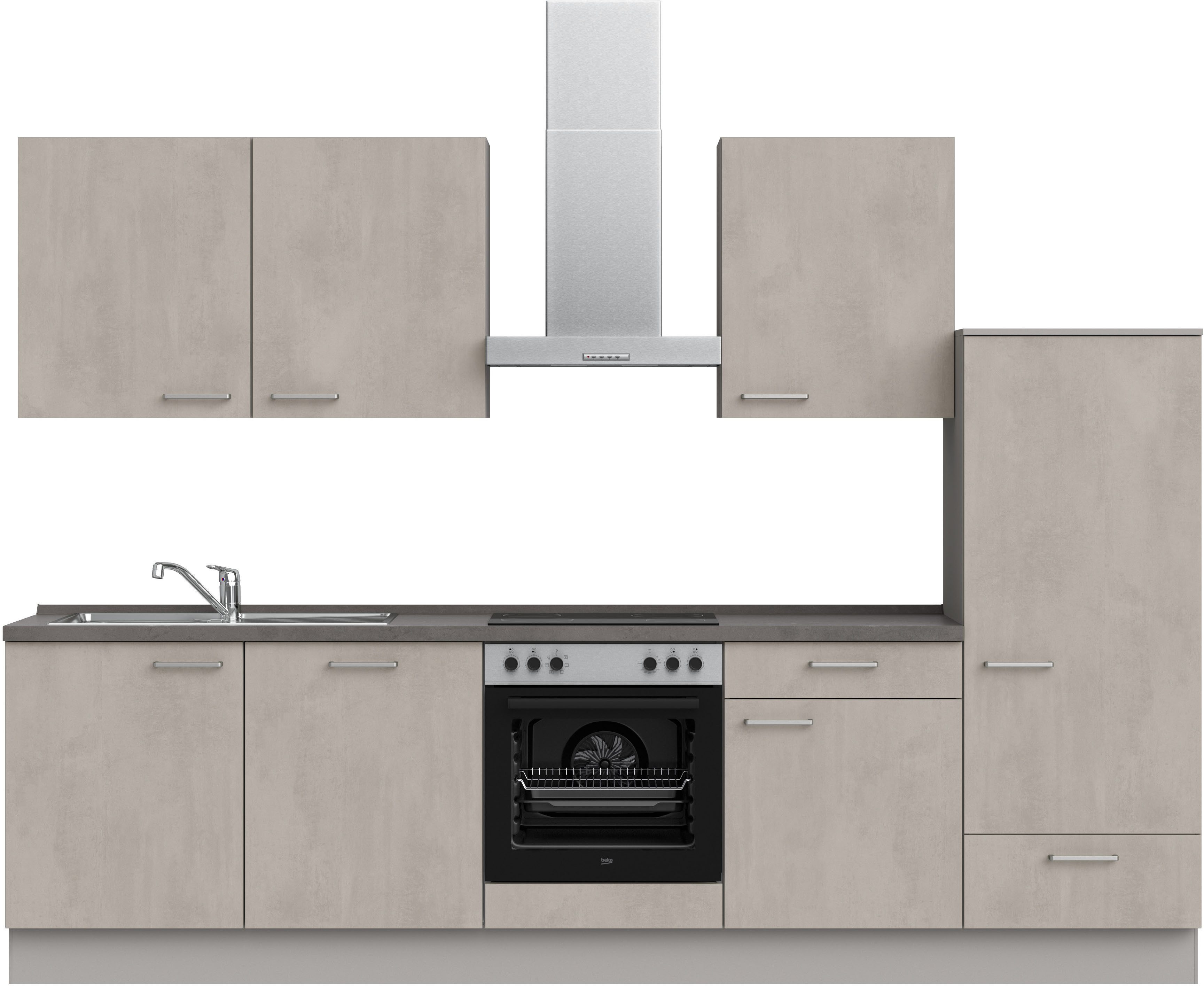 nobilia® Küchenzeile "Riva I", NEU: individuell anpassbar mit gratis Profi-Beratung, vormontiert, Breite 300 cm, Ausrichtung wählbar, wahlw. mit E-Geräten