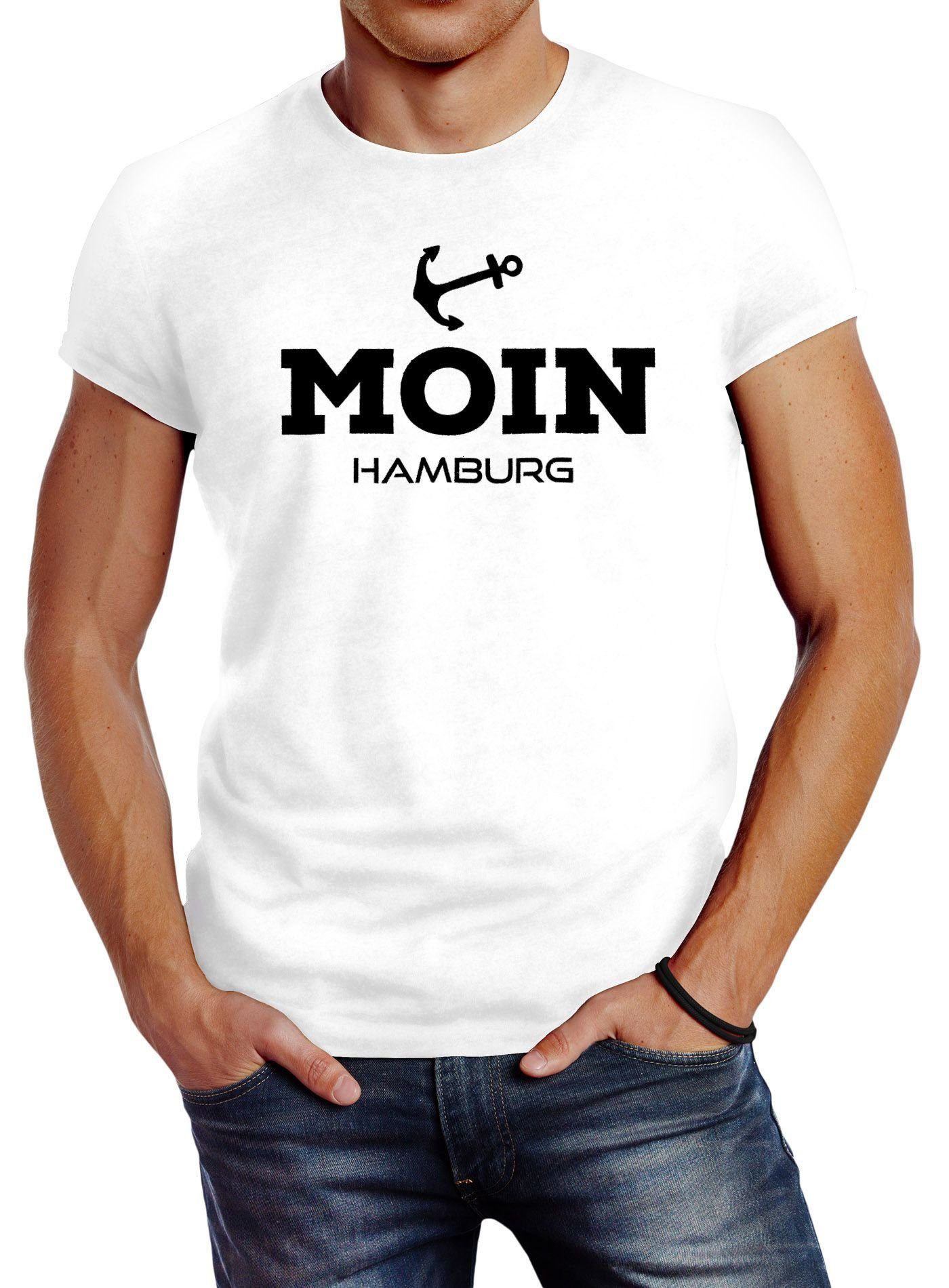 Neverless Print-Shirt Herren T-Shirt Moin Hamburg günstig online kaufen