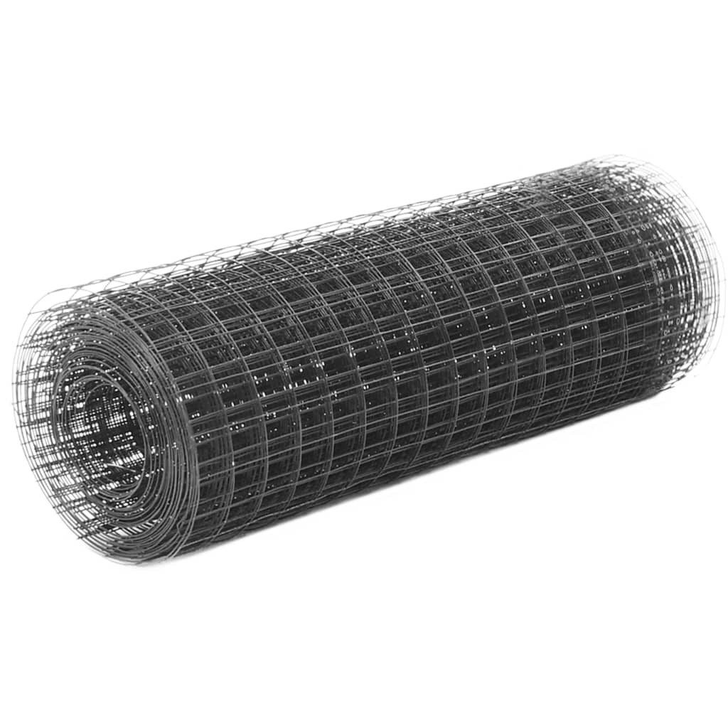 Gartenzaun Drahtzaun Stahl mit PVC-Beschichtung 25x0,5 m Grau