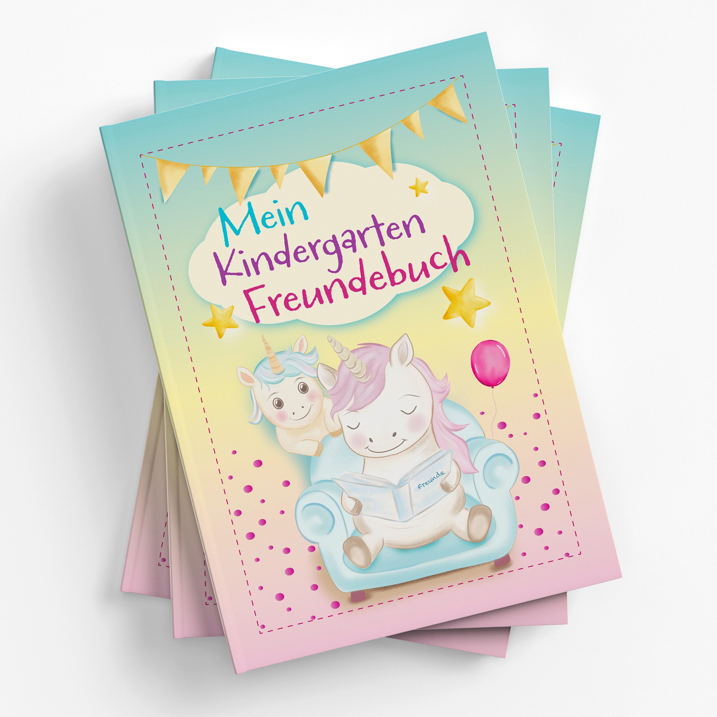 Poesiealbum itenga Kindergarten Freundebuch Motiv Einhorn DIN A5, 88 Seiten