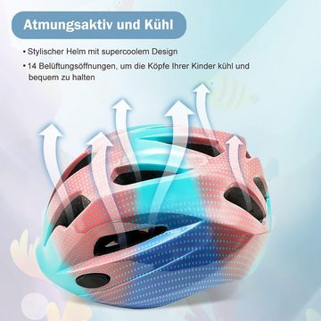 CoolBlauza Kinderfahrradhelm Fahrradhelm,Kinder Helm,Skatehelm (1-tlg., Verstellbarer Skateboardhelm Radhelm,Skating-Helm), 52-56CM für Mädchen und Jungs