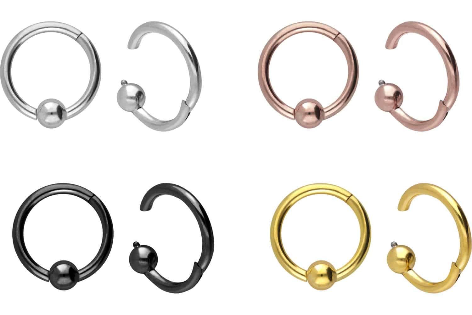 PIERCINGLINE Nasenpiercing Chirurgenstahl Segmentring Clicker KUGEL Ohrpiercing Septum Nase (Clicker, 1-tlg), Ohrpiercing für Conch, Helix, Tragus, Daith, Lobe