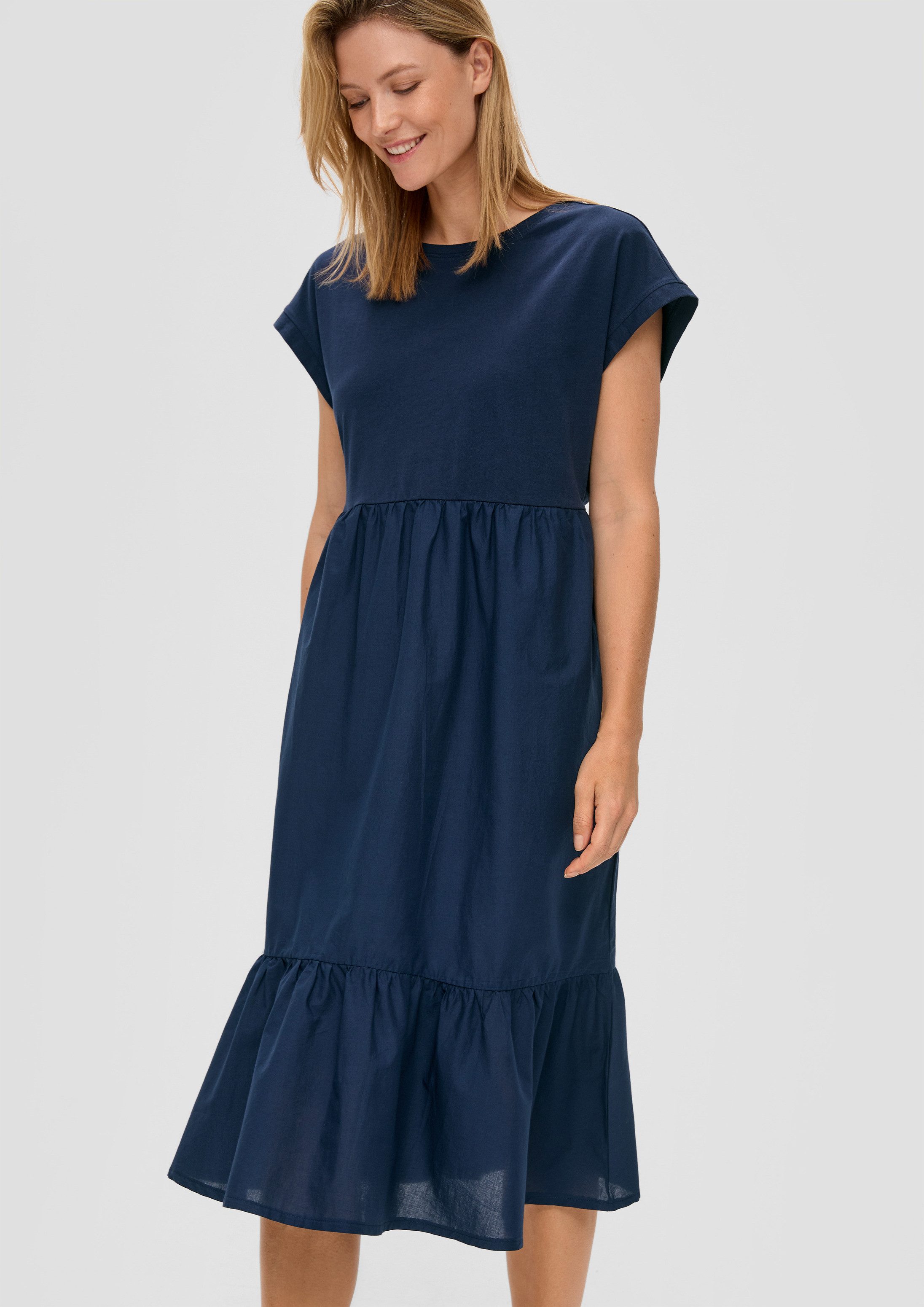 s.Oliver Midikleid Kleid Luftiges Baumwollkleid im Fabricmix und Relaxed Fit