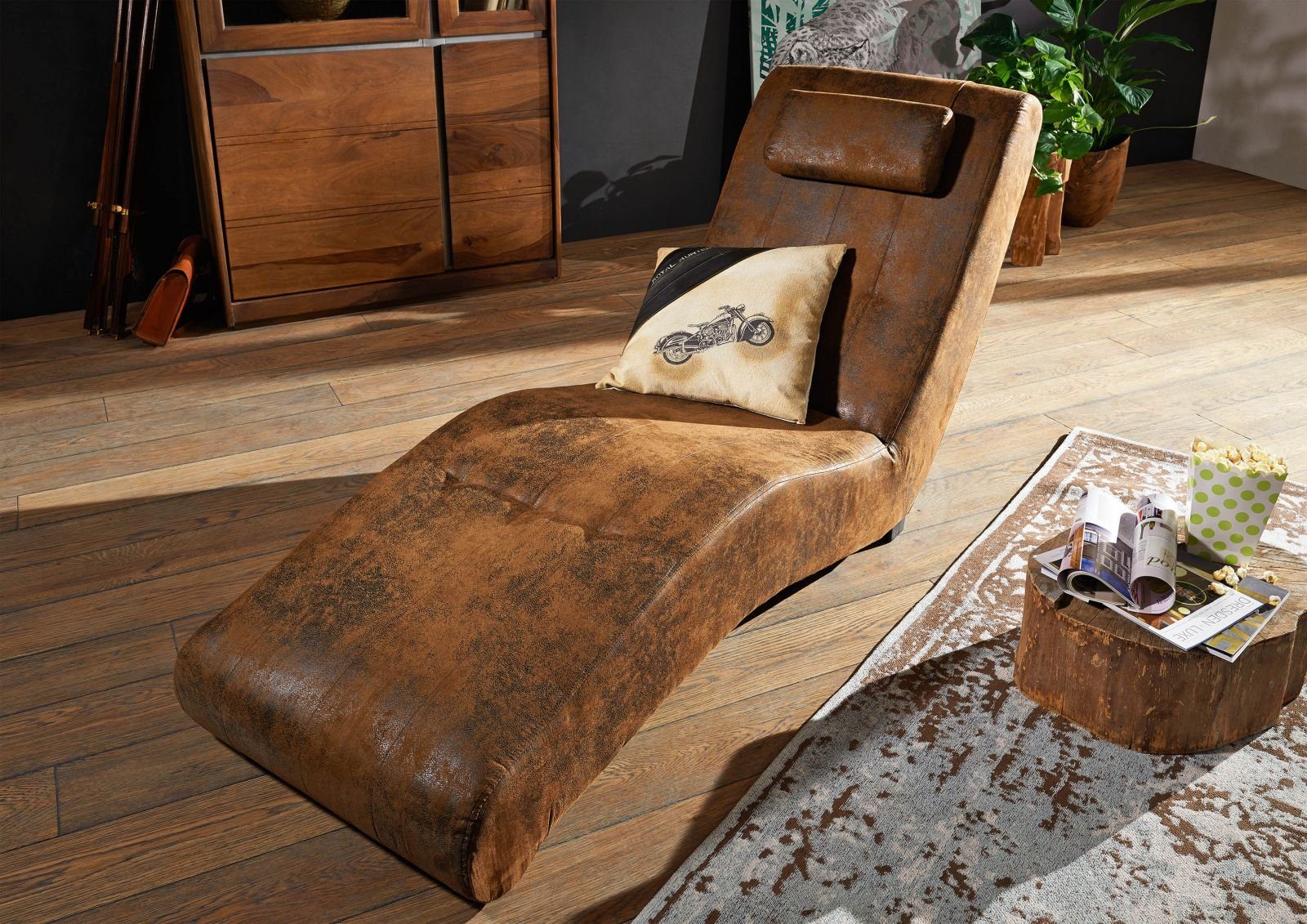 Massivmoebel24 Relaxliege SOFAS, Relaxliege 180x62x87 braun SPLEEN