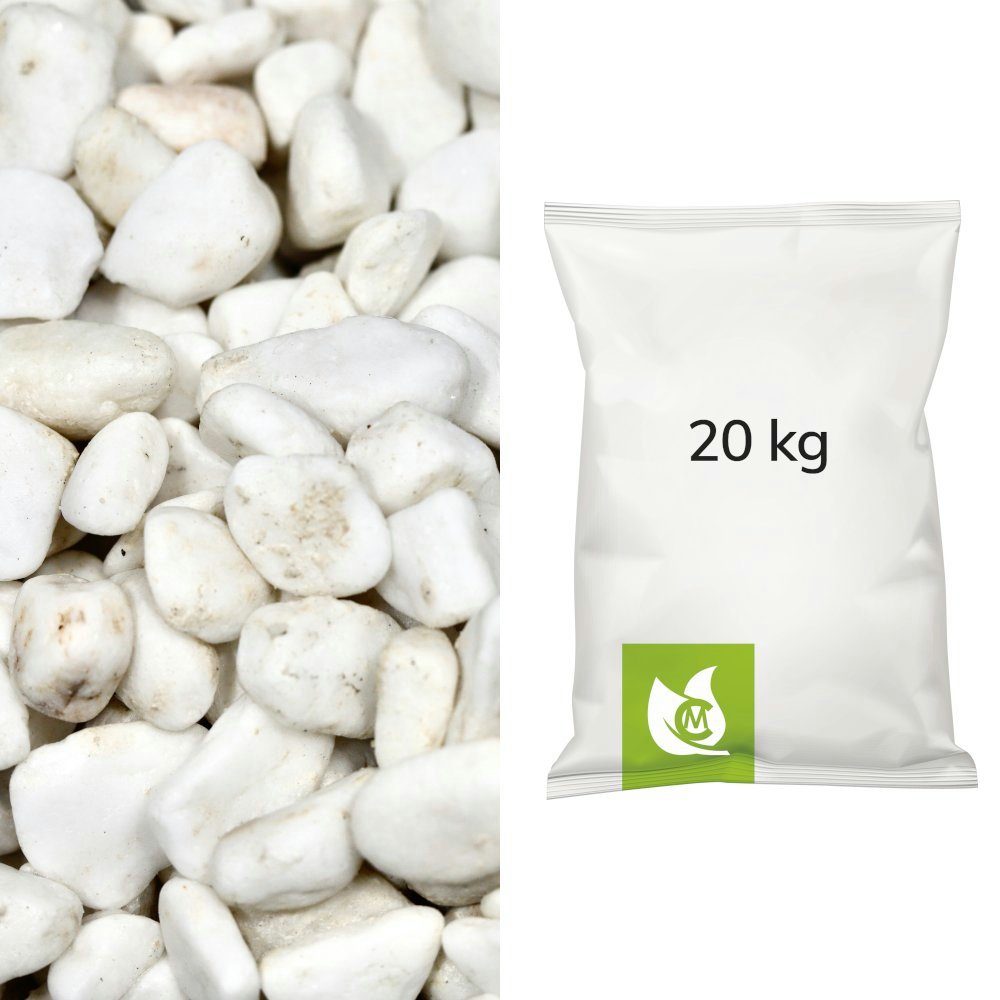 CM-Gartendesign Zierkies Schneeweiß Kies, (8/16mm, weiß), 20kg