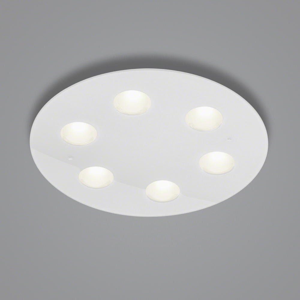 Helestra LED Deckenleuchte LED Deckenleuchte Nomi in Weiß 6x 6W 2800lm rund, keine Angabe, Leuchtmittel enthalten: Ja, fest verbaut, LED, warmweiss, Deckenlampe, Deckenbeleuchtung, Deckenlicht