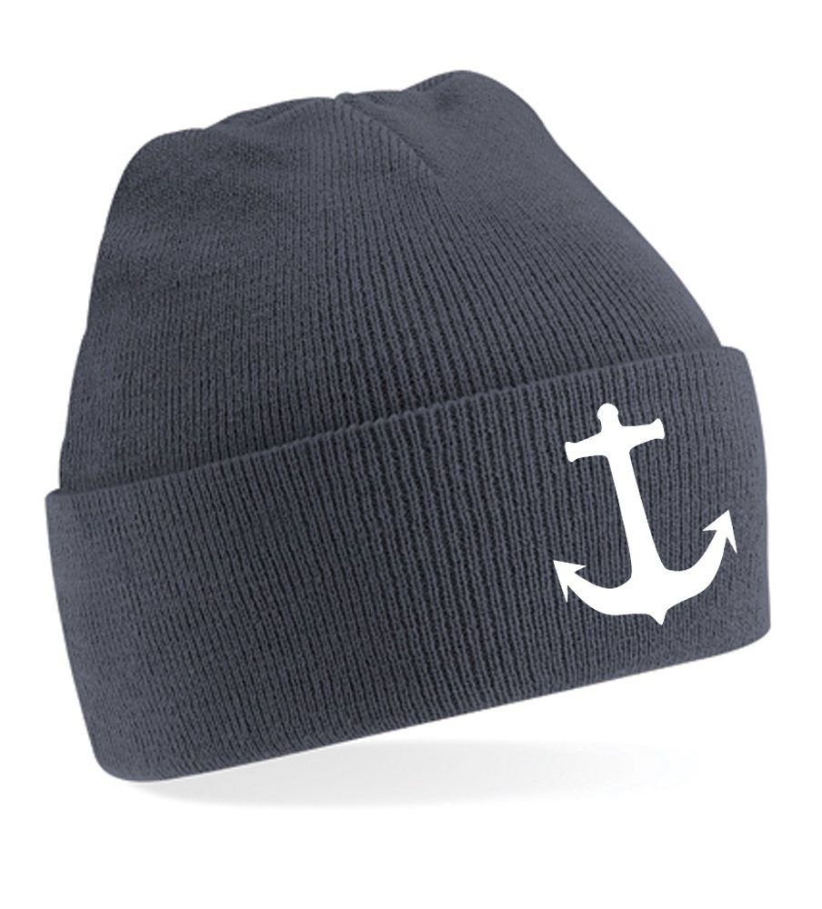 Beanie Unisex Erwachsenen Mütze Anker Maritim Kompass Segeln