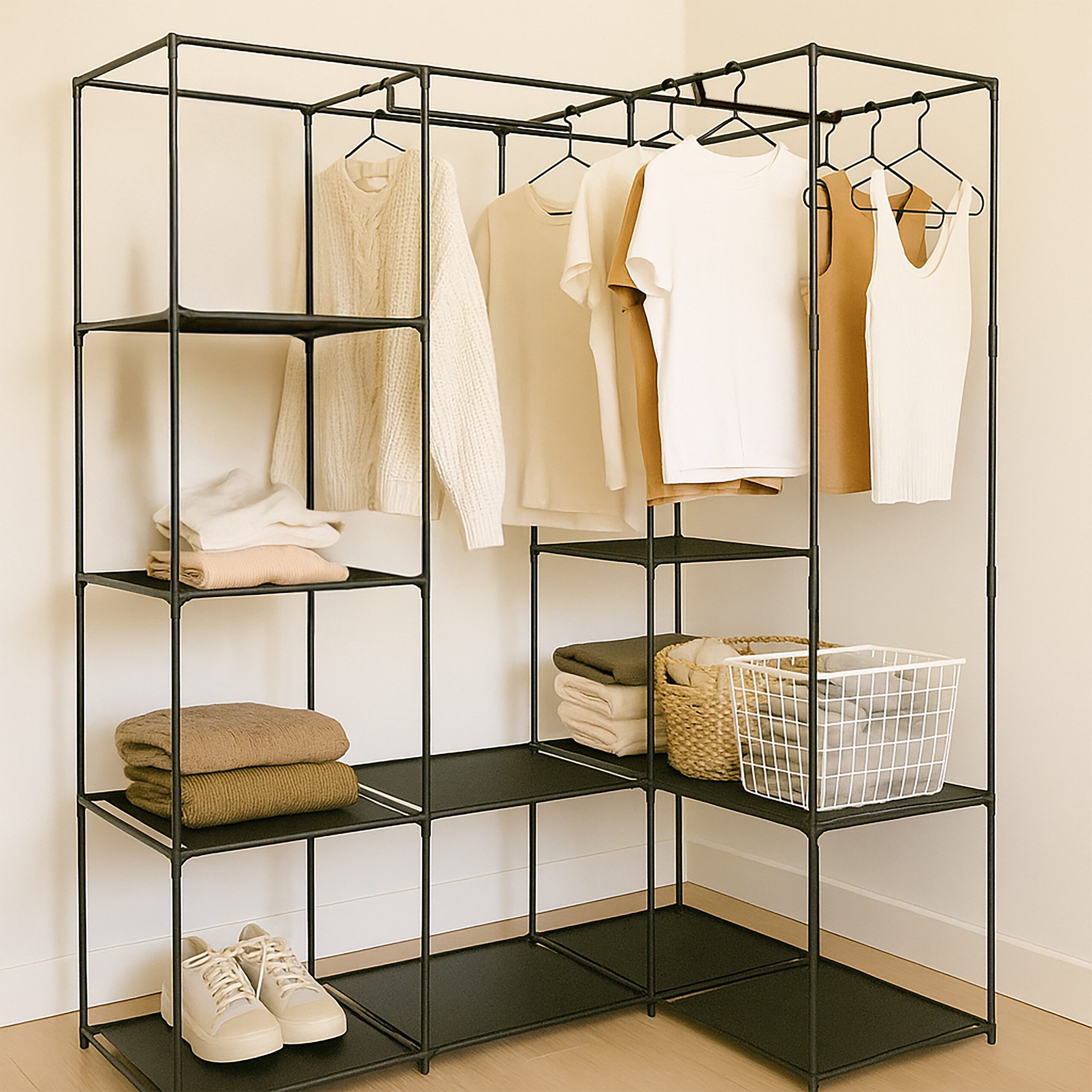 relaxdays Eckschrank Schwarz Vlies günstig online kaufen