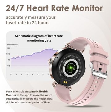 findtime Gesundheitsüberwachung Sportmodi Smartwatch (2 Zoll, Android, iOS), mit Glitzernde Steinverzierung und Herzfrequenzüberwachung Moderne