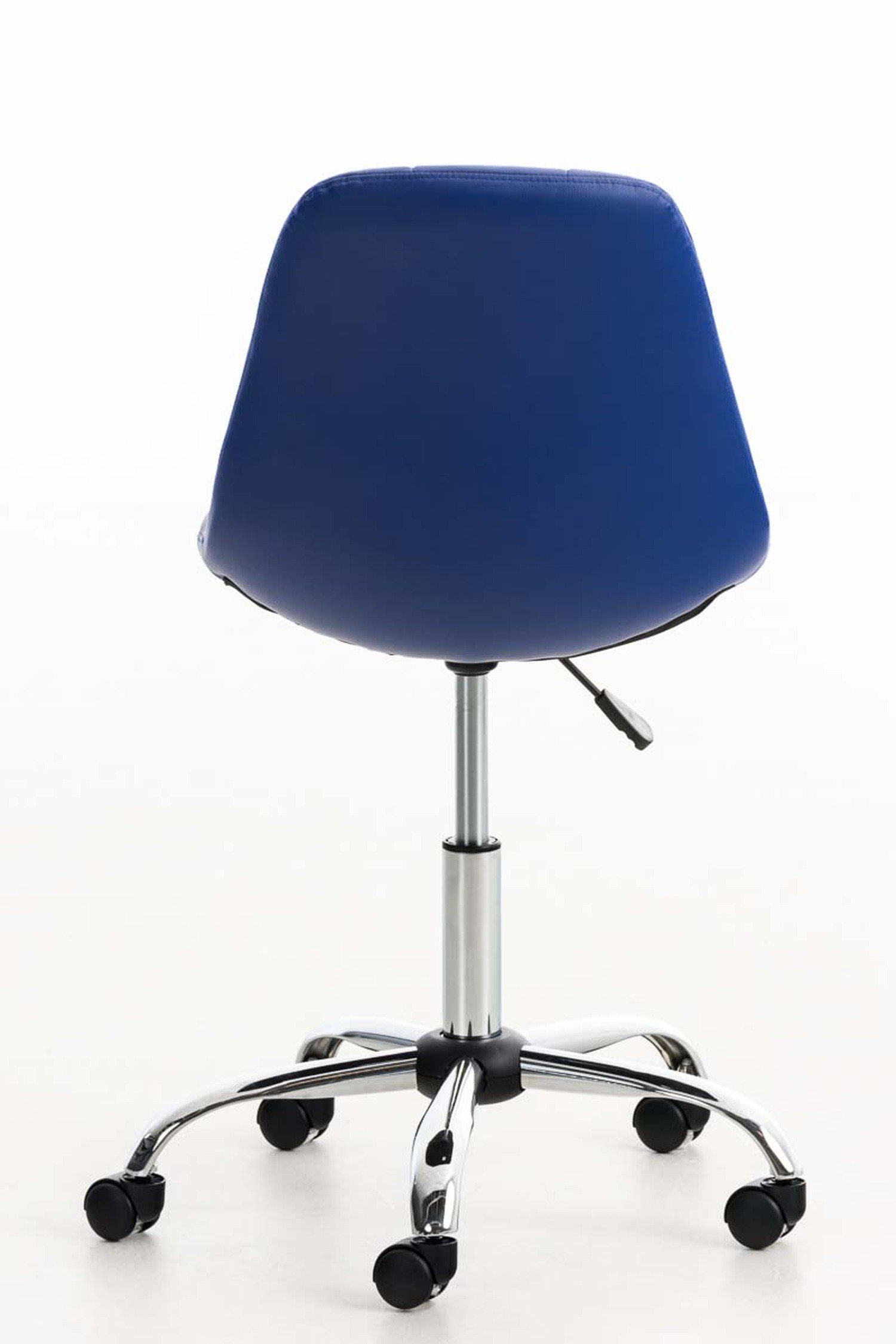 Bürostuhl mit und drehbar chrom bequemer Sitzfläche: höhenverstellbar Drehstuhl, Chefsessel, TPFLiving - 360° Gestell: - Rückenlehne Konferenzstuhl), (Schreibtischstuhl, blau Kunstleder Emily Metall