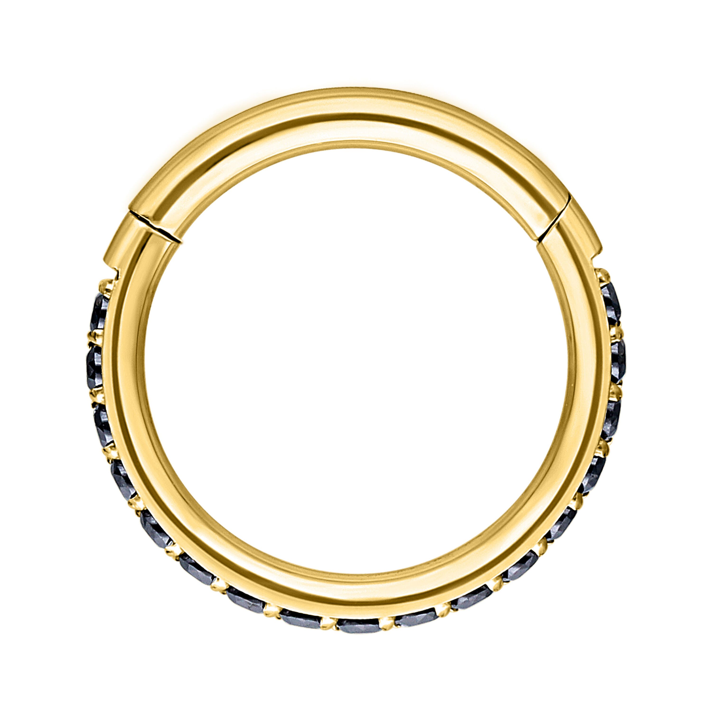 Wildcat Nasenpiercing Pave Set Crystals Conch Ring für Ohr, Nase, Lippe, Bauchnabel, 1 Stück, Chirurgenstahl 316L - wasserfest, hautverträglich, Gold-Schwarz