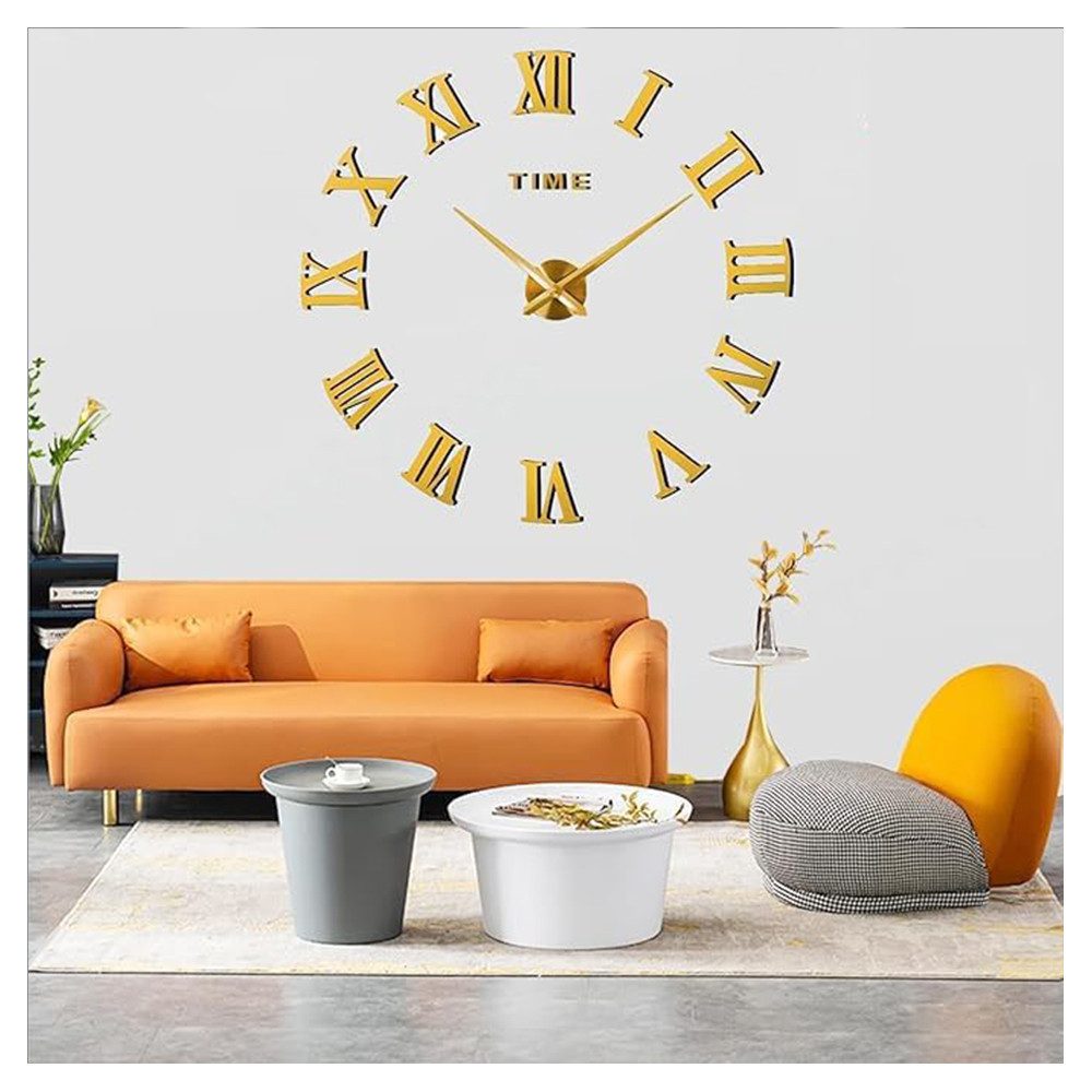 TUWENA Wanduhr DIY Wanduhren Mit 3D Visuelle Aufkleber, Mute große Wanduhr (Modern Design Wanduhren Geeignet für Home Dekoartikel,Büro und Hotel)