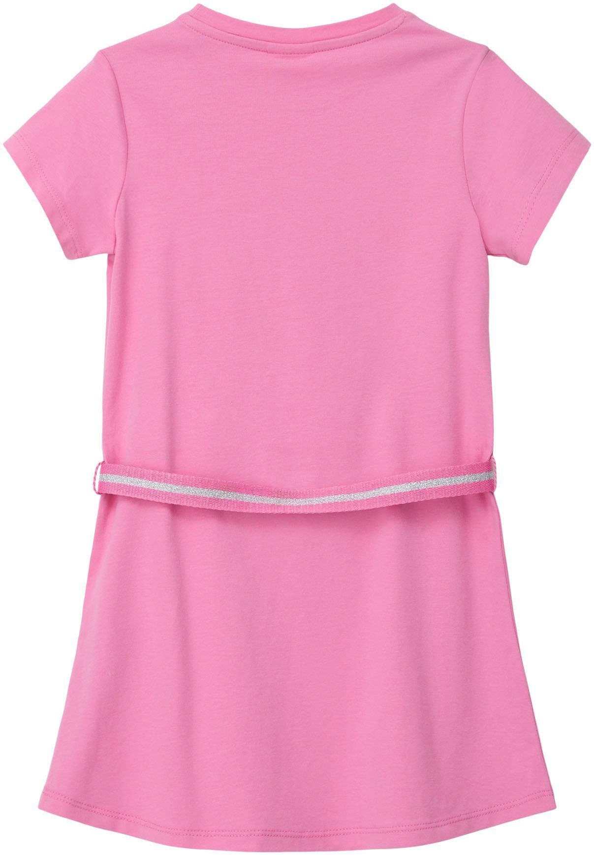 pink Jerseykleid s.Oliver Junior Glitzer-Gürtel mit
