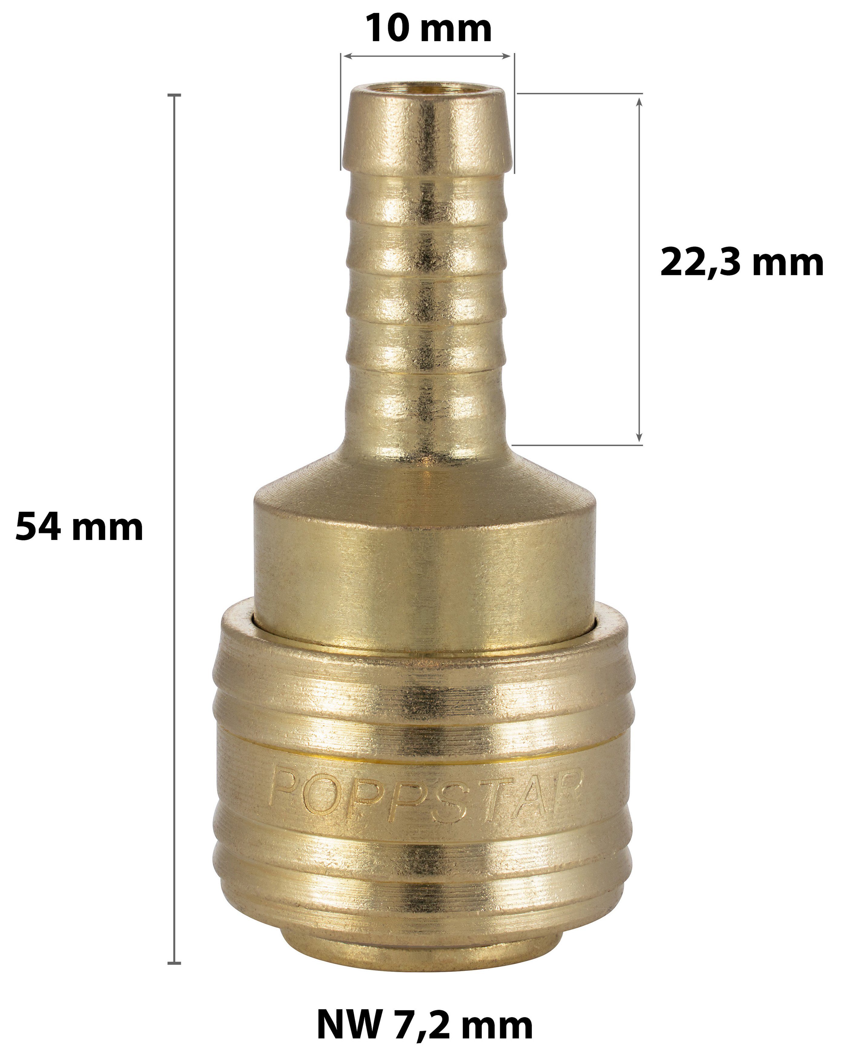 Poppstar Druckluftwerkzeug Zubehör Druckluft-Kupplung mit Schläuche (2-St), 10mm, für mit mm Druckluft-Anschluss ID Schlauchtülle 9,5 Schnellkupplung