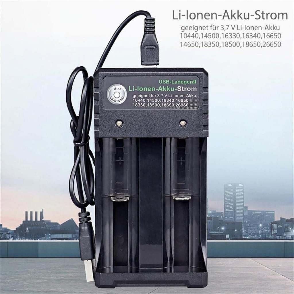 GarveeMore USB‑Doppel‑Ladegerät für 3,7V Lithium‑Akkus, unabhängige Schächte Rundzellen-Lader (Mehrfachschutz, kompatibel mit 18650‑26650 und weiteren Typen) – Bild 5 von 5