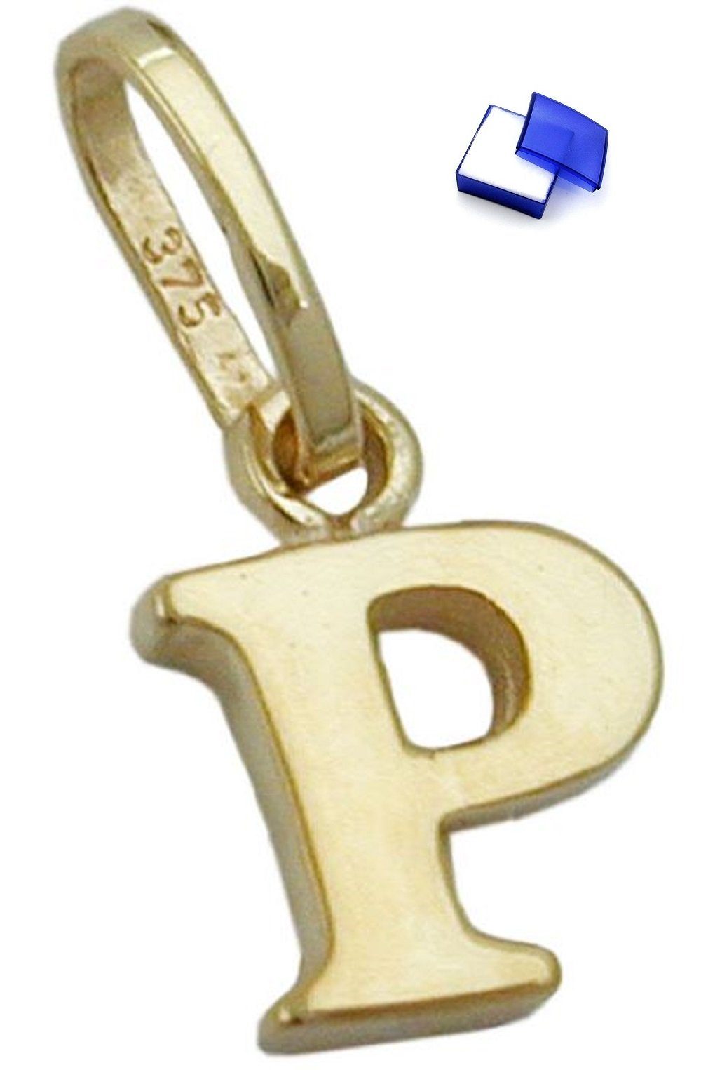 unbespielt Buchstabenanhänger Schmuck Kettenanhänger Anhänger Buchstabe P aus 375 Gold 8 x 6 mm, Goldschmuck für Damen und Herren