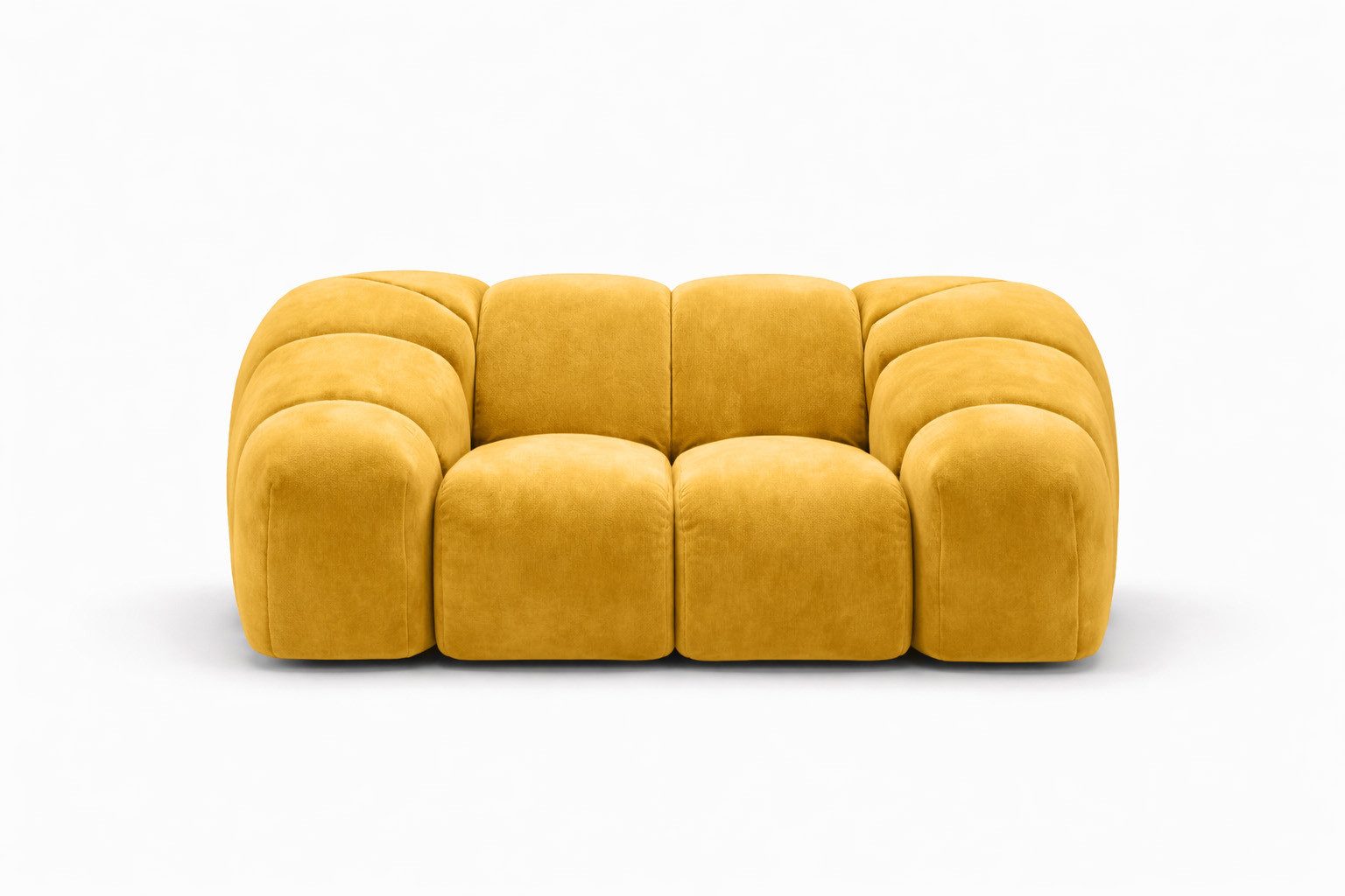 Kaiser Möbel Sessel modular für Wohnzimmer, Samtstoff Bluvel, CROISSANT (Einzelsessel, Einzelsessel), abgerundete Form,modulares System
