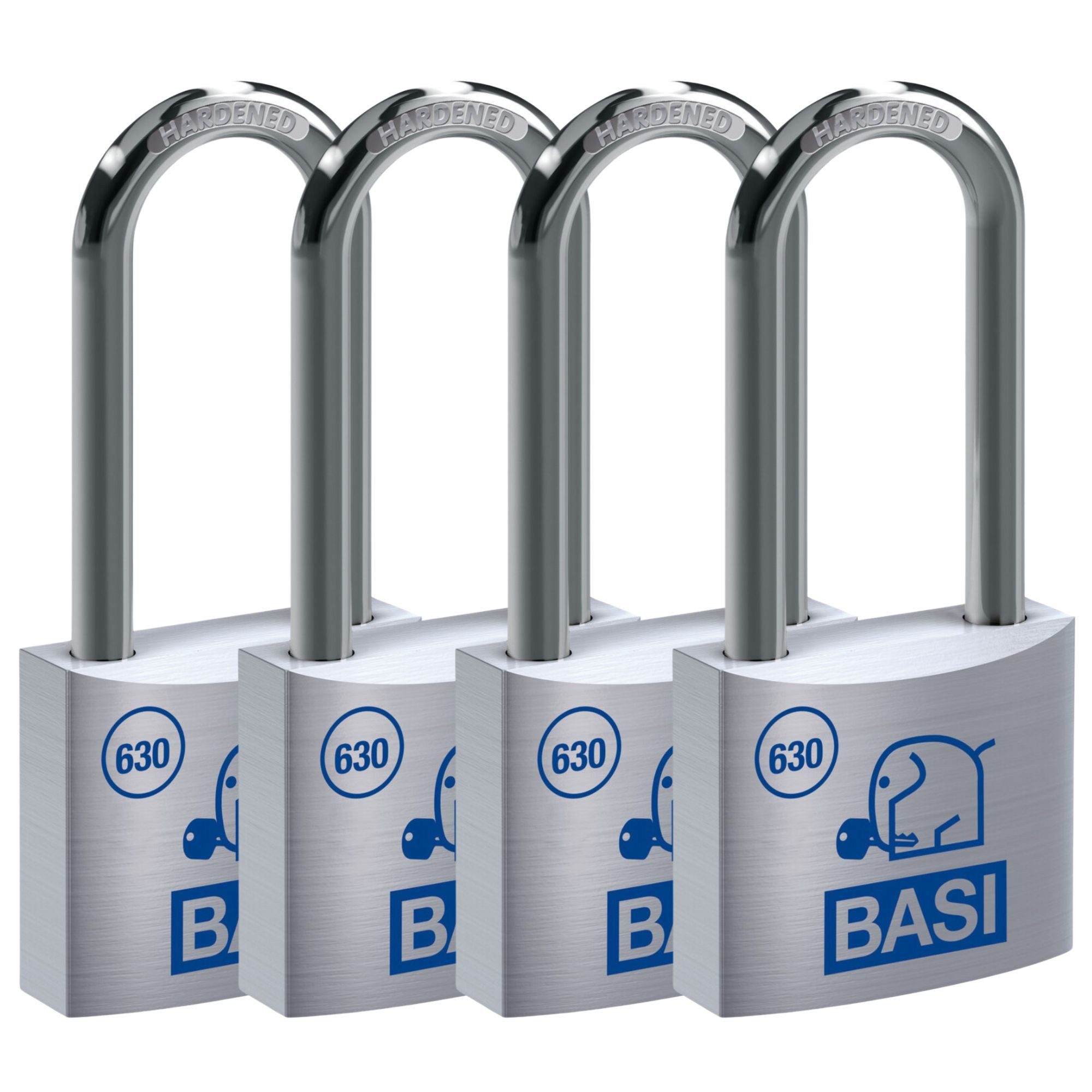 BASI Vorhängeschloss Vorhangschloss, (Spar-Set, 4-tlg), 4er Set, Breite 30 mm, Höhe Bügel 40 mm, Aluminium, 8 Schlüssel, VS