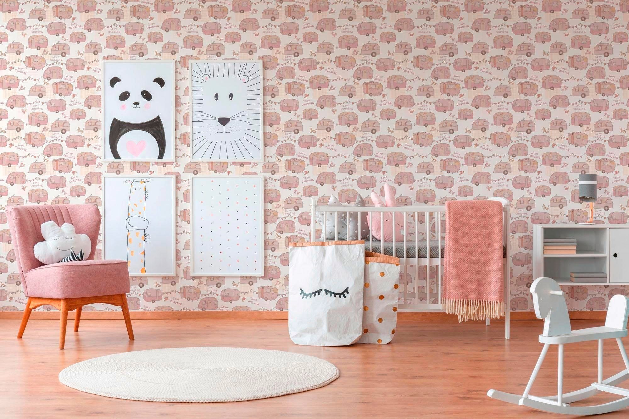 & Girls, A.S. living Papiertapete walls metallic/rosa Boys Tapete Création Metallic Kinderzimmer