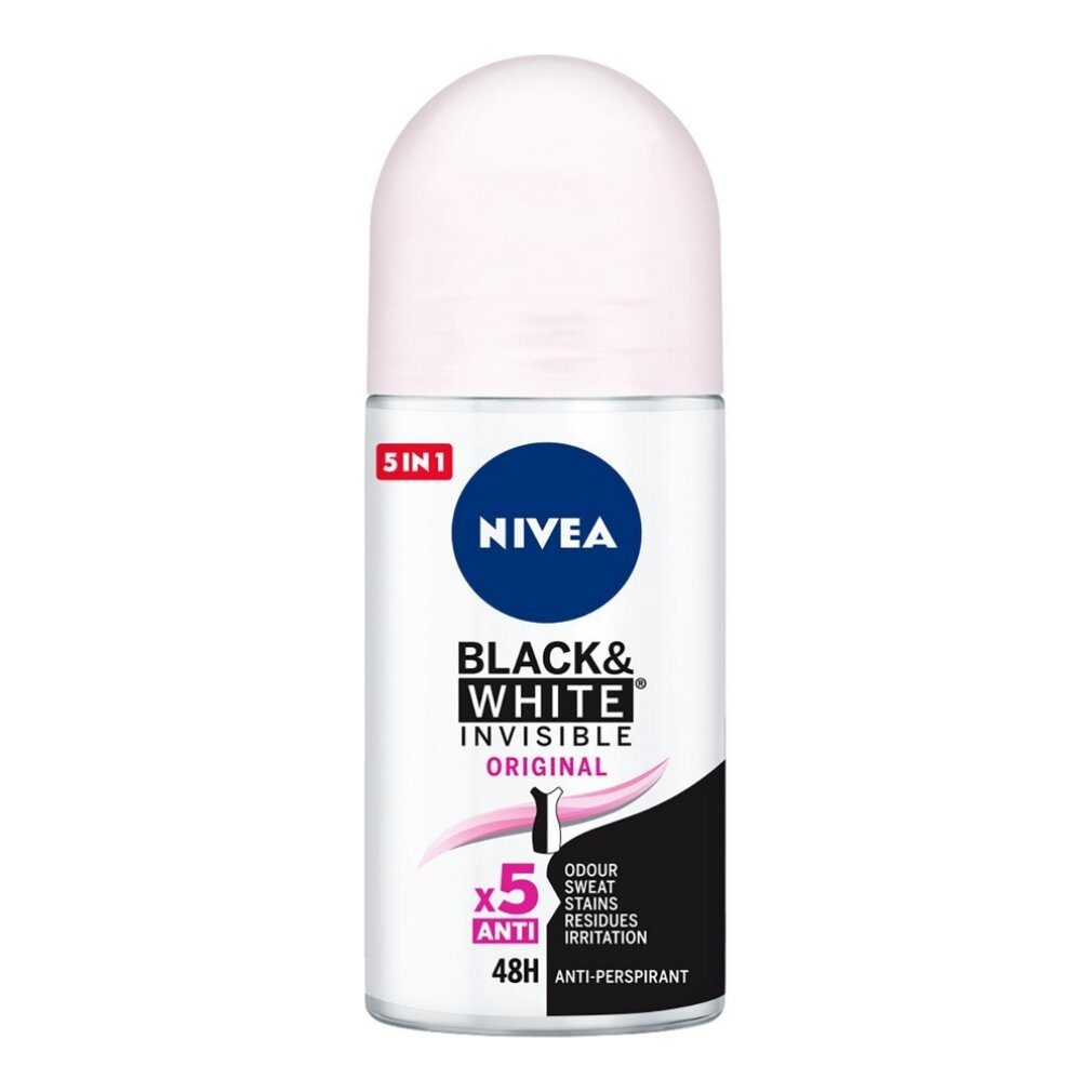 deo WHITE roll-on & BLACK 50 Deo-Zerstäuber INVISIBLE Nivea ml