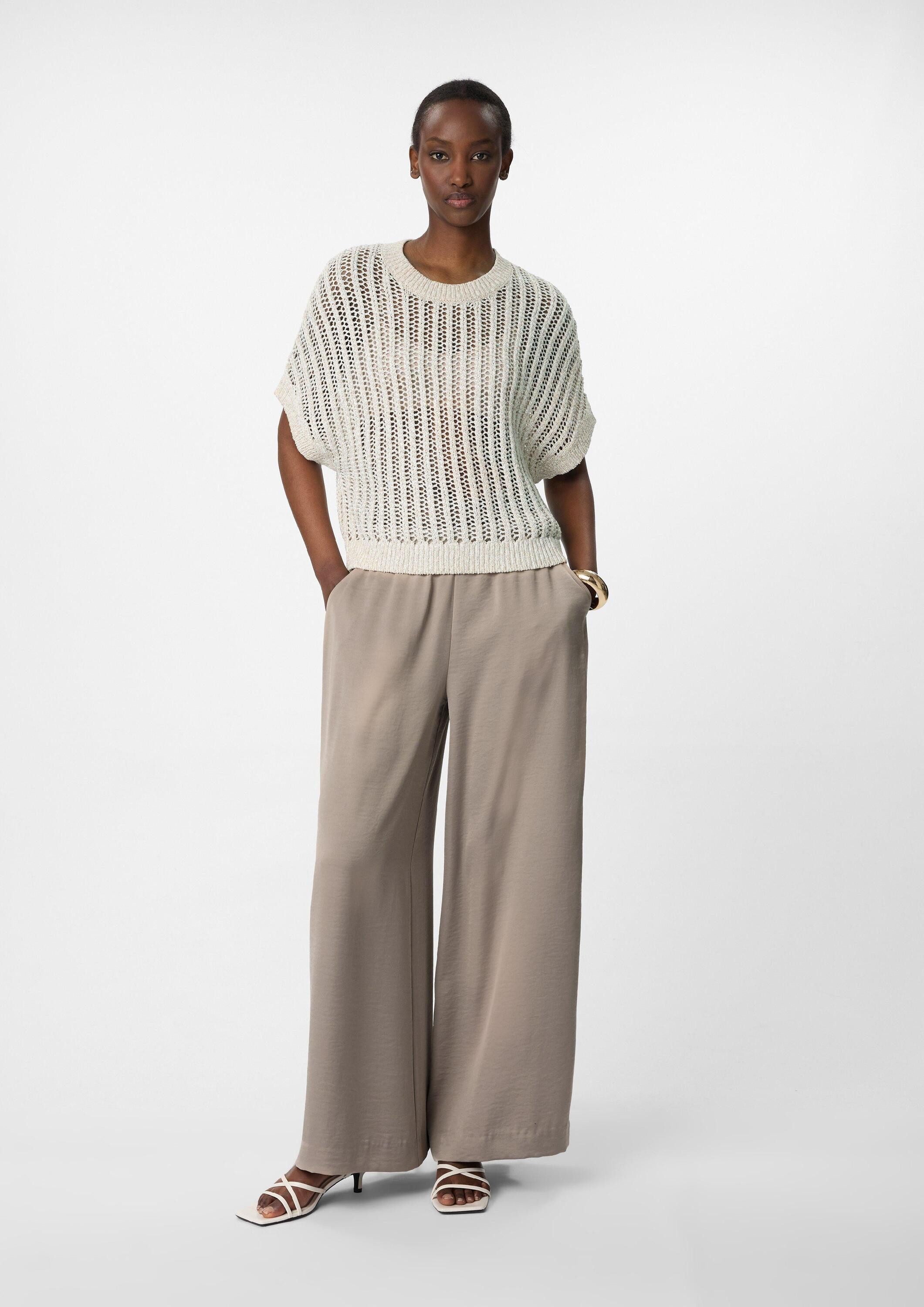 comma Chinos Hose Luftige Palazzo-Hose aus Satin mit weitem Bein günstig online kaufen