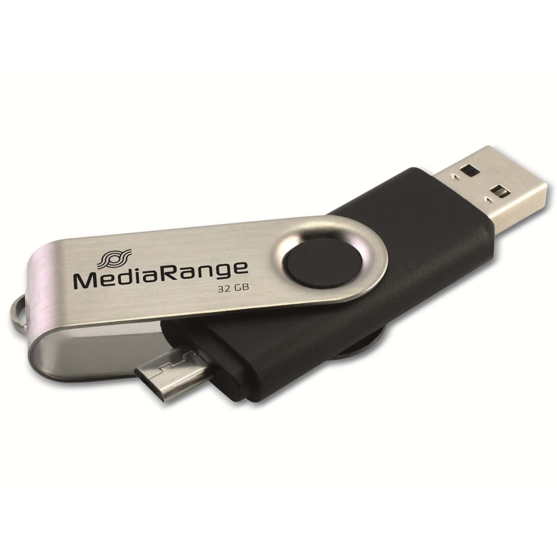 Mediarange MEDIARANGE USB-Stick MR932-2, USB 2.0 und Micro, 32 GB Micro-USB-Stick