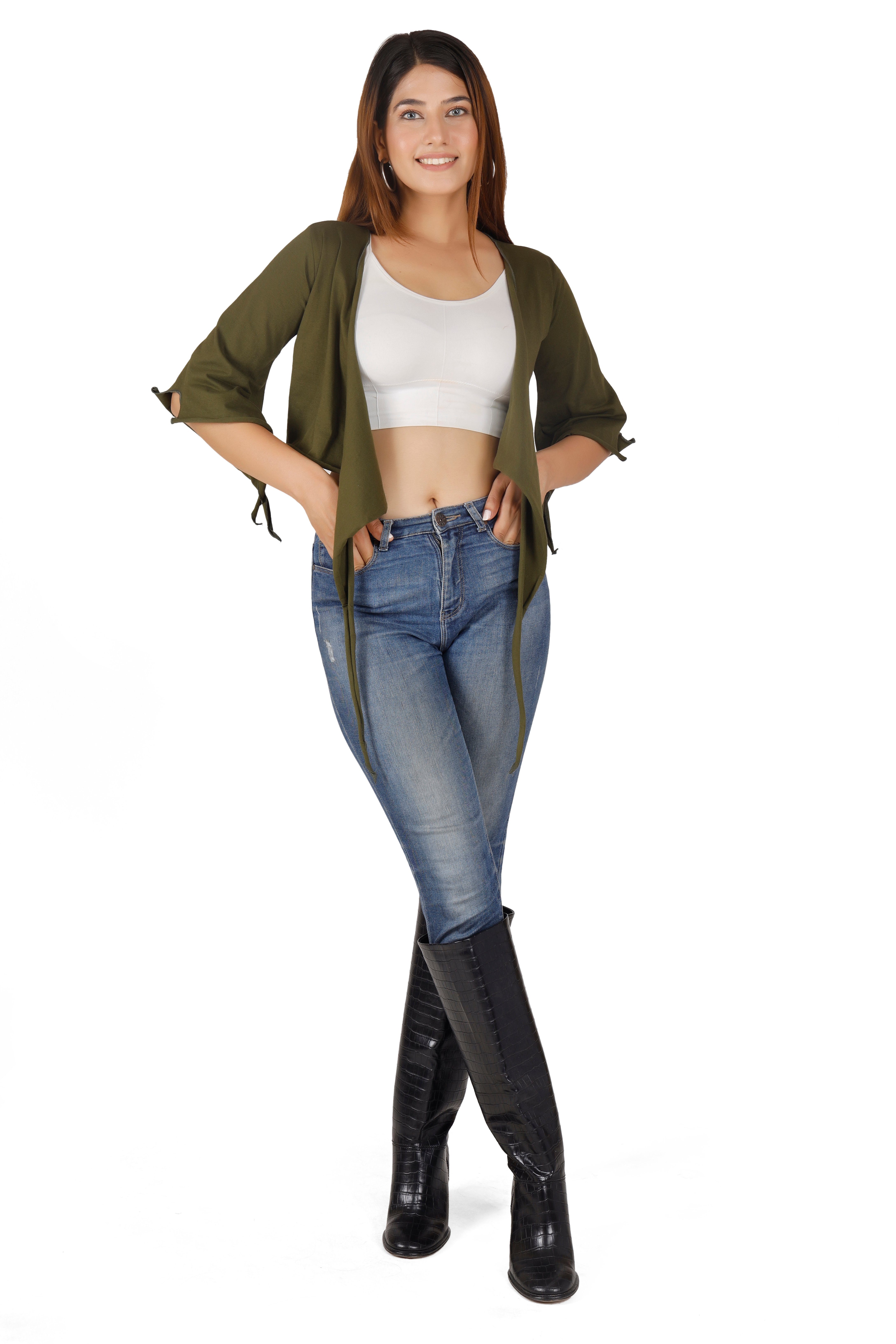 Guru-Shop T-Shirt Elfen Top, Top Goa-chic, Wickeltop - olive Festival, Ethn günstig online kaufen