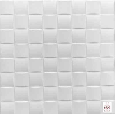 IKHEMalarka 3D Wandpaneel Polystyrol Deckenpaneele 2mm stark Dekoren, BxL: 50,00x50,00 cm, 0,25 qm, (Platten XPS, Polystyrol Paneele) 2m² = 8 Stück