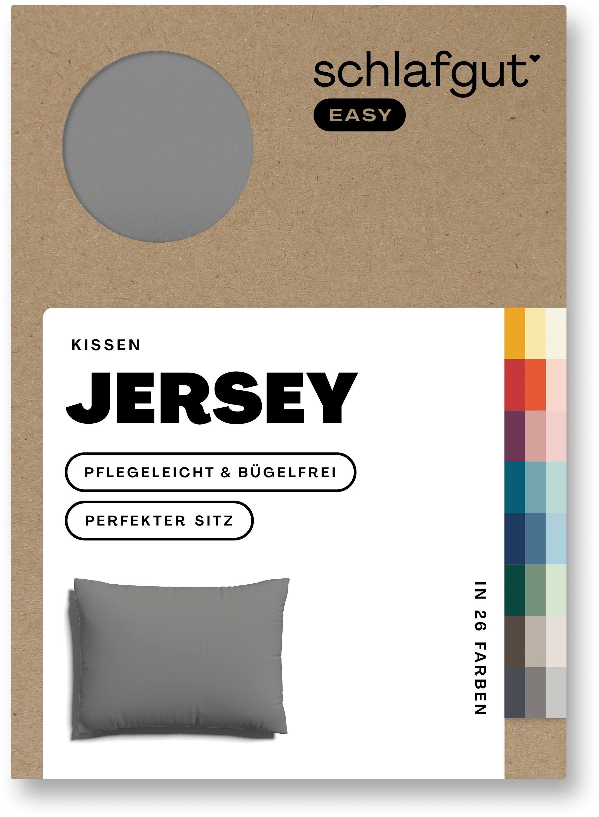 Schlafgut Kissenbezug EASY JERSEY Kissenhülle 100% Baumwolle, weicher Edel-Jersey, bügelfrei, (1 Stück), mit farblich angepasstem Reißverschluss, pflegeleicht, formstabil