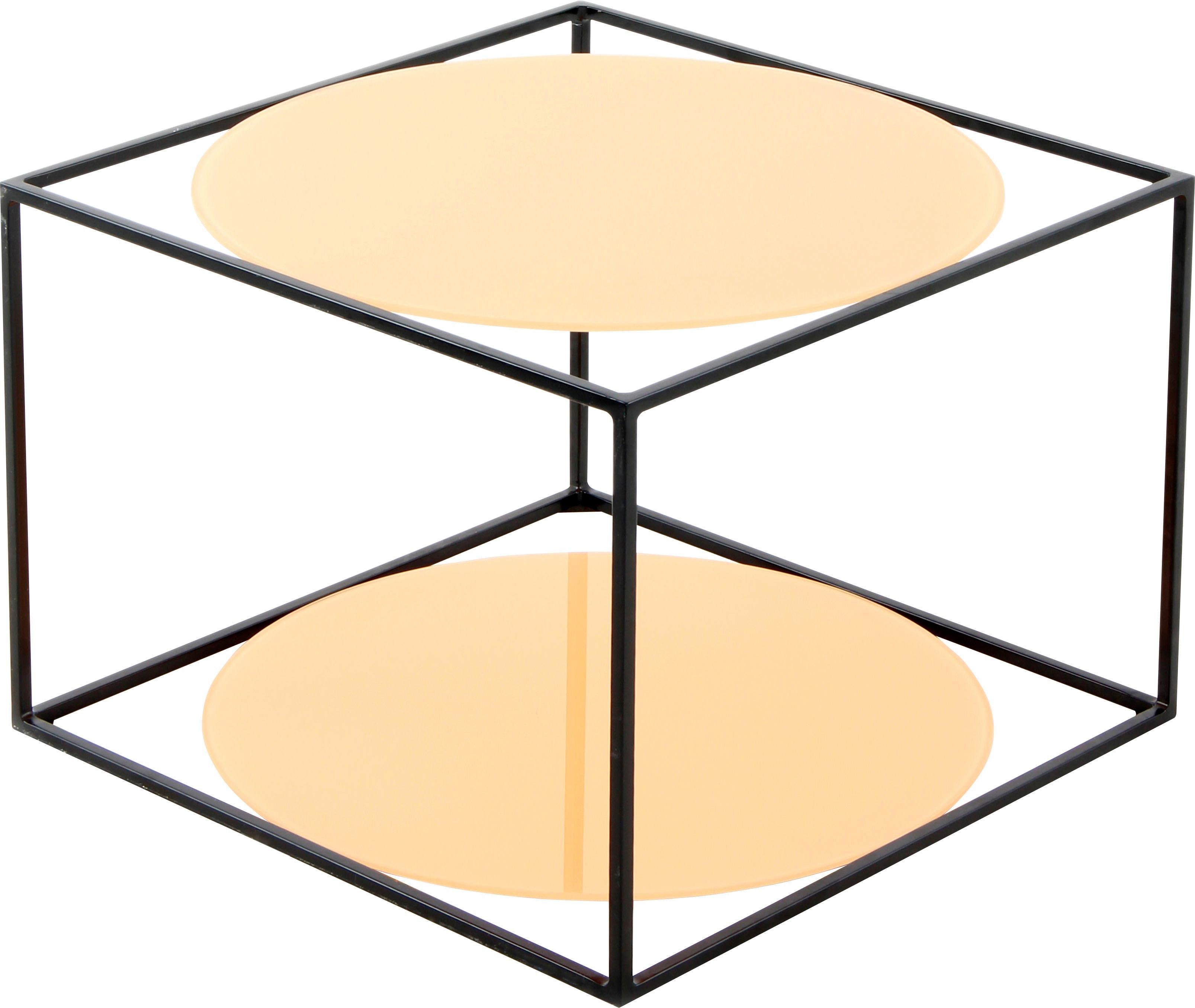 Kayoom Beistelltisch Cody, Beistelltisch in Würfelform, offenes, modernes Design (1-St), moderne Kubusform mit runden Ablageflächen aus Glas