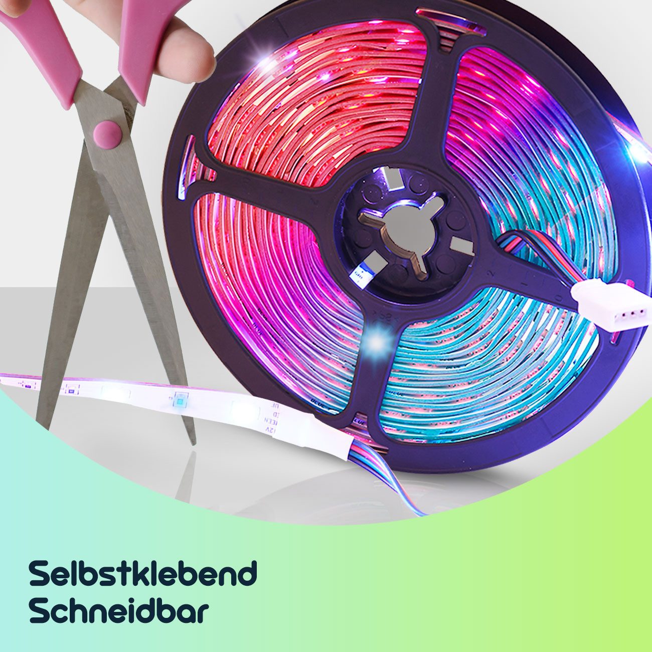 Casativo LED-Streifen 18W LED Streifen 5m WLAN RGB 150 LEDs 16 Mio. Farben Fernbedienung App, 30 LEDs/m, kürzbar, selbstklebend, Smart-Life & Tuya kompatibel