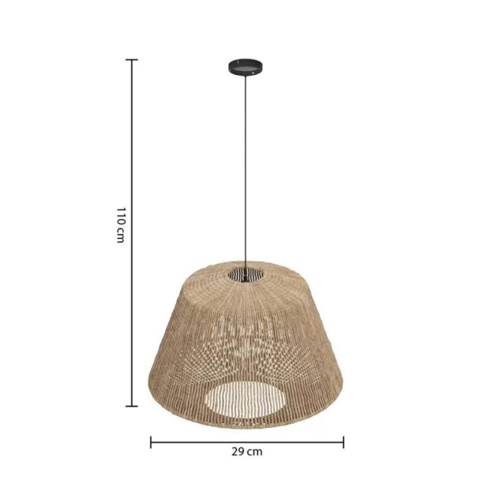 Home-trends24.de Hängeleuchten Hängelampe LED Rattan Optik Boho Natur Lampenschirm Leuchte D29cm, ohne Leuchtmittel, LED wechselbar